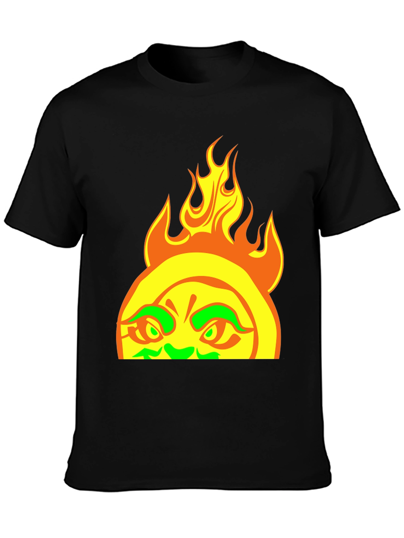 Fiery Sun Graphic Tee - Bold Black T-Shirt