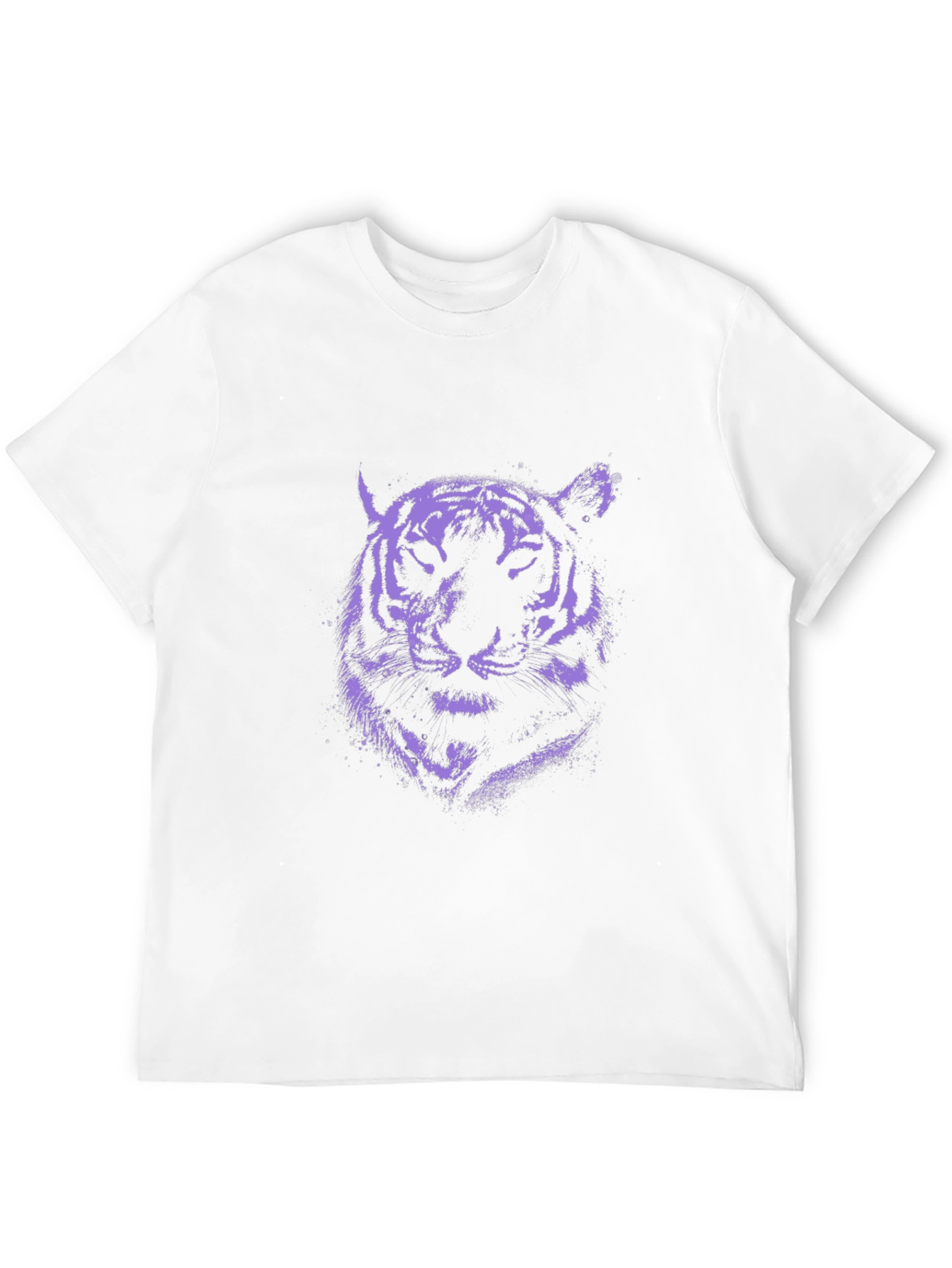 Purple Tiger Graphic Print Black T-Shirt