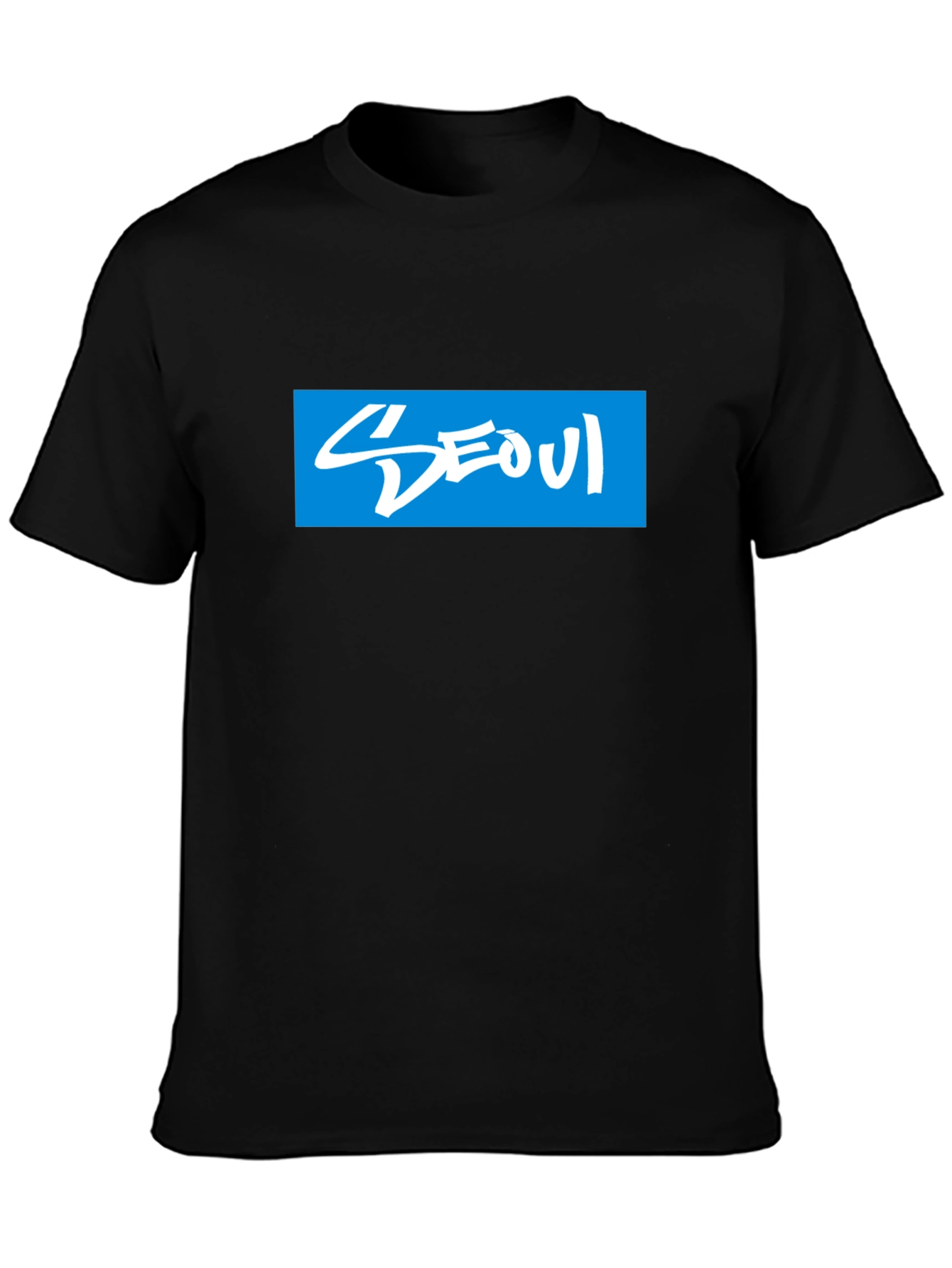Seoul T-Shirt Graphic Print Blue & White
