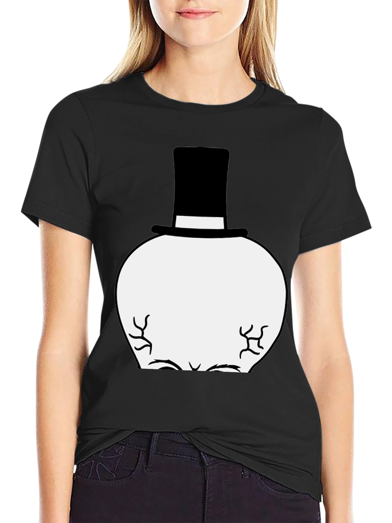 Top Hat Man Graphic Tee - Black Cotton T-Shirt