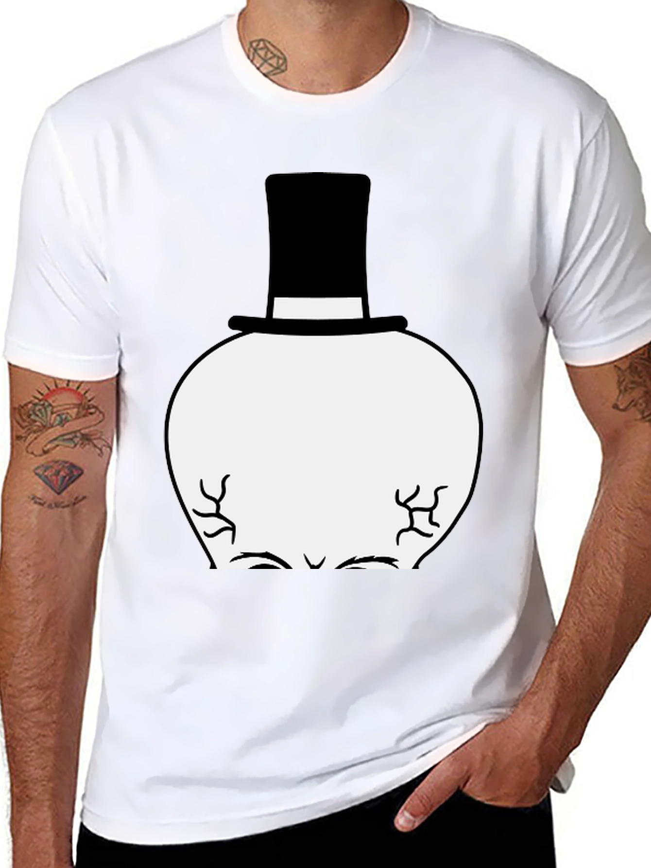 Top Hat Man Graphic Tee - Black Cotton T-Shirt