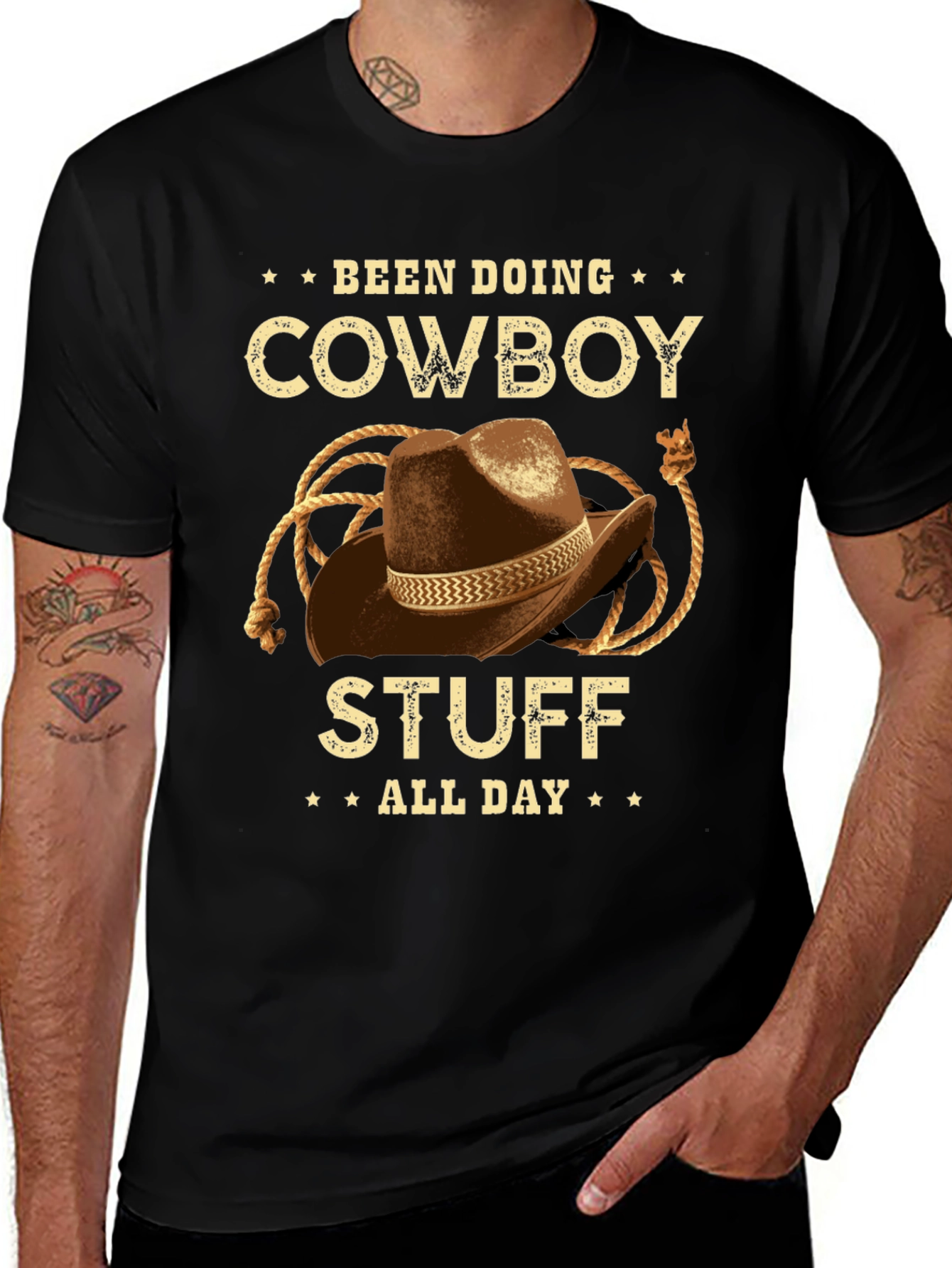 Cowboy Stuff All Day Graphic Tee - Black