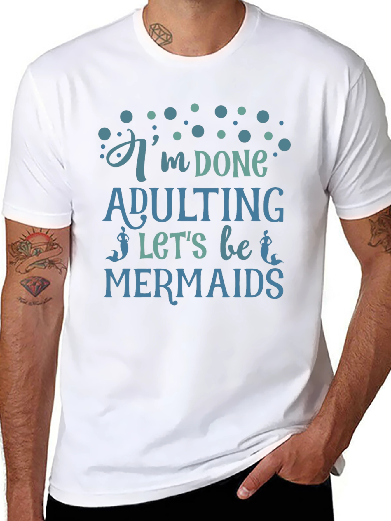 Im Done Adulting Lets Be Mermaids Black T-Shirt