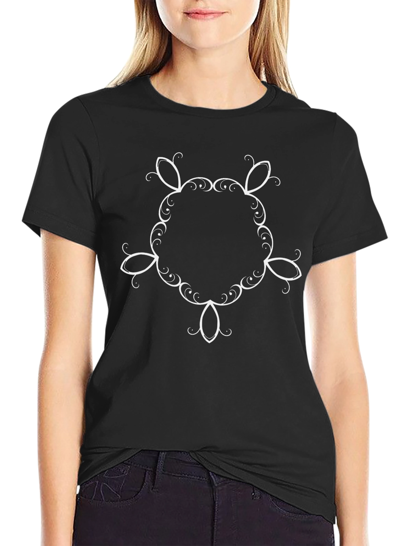 Abstract Floral Graphic Black T-Shirt
