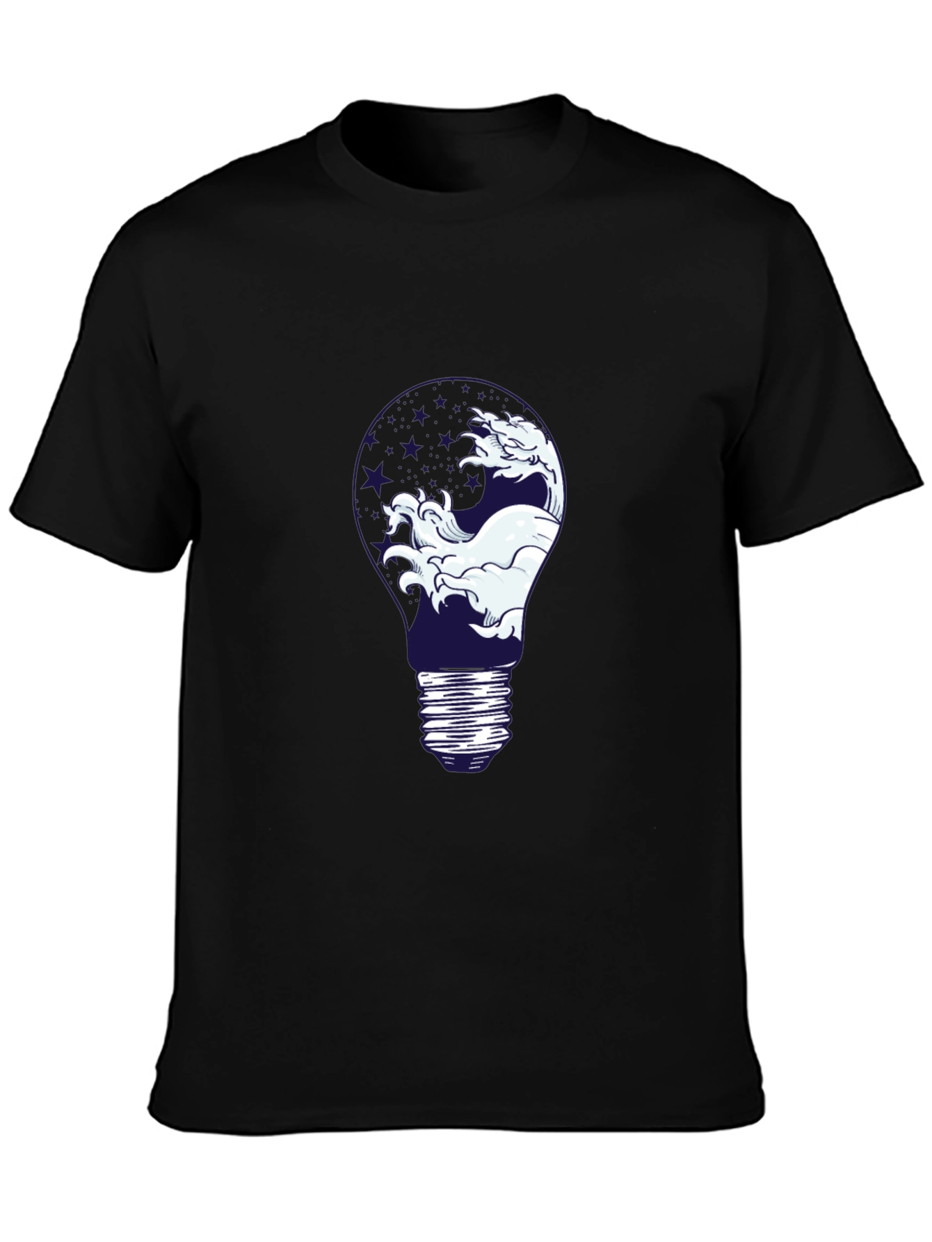 Wave Lightbulb Graphic Tee - Black Cotton