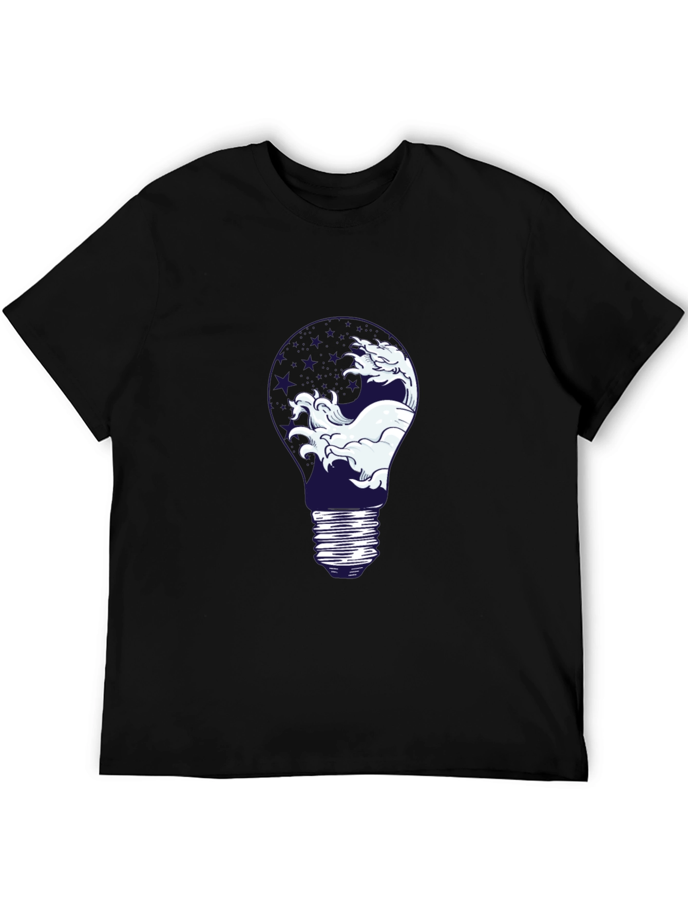 Wave Lightbulb Graphic Tee - Black Cotton