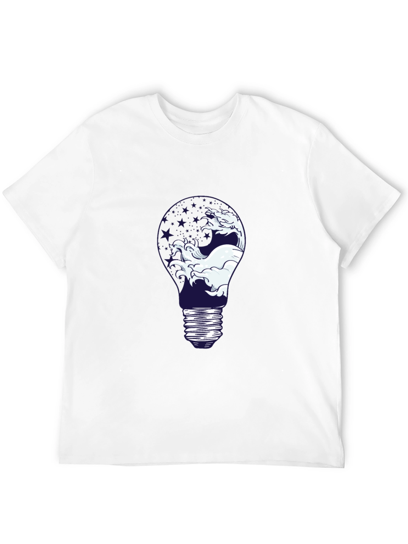 Wave Lightbulb Graphic Tee - Black Cotton