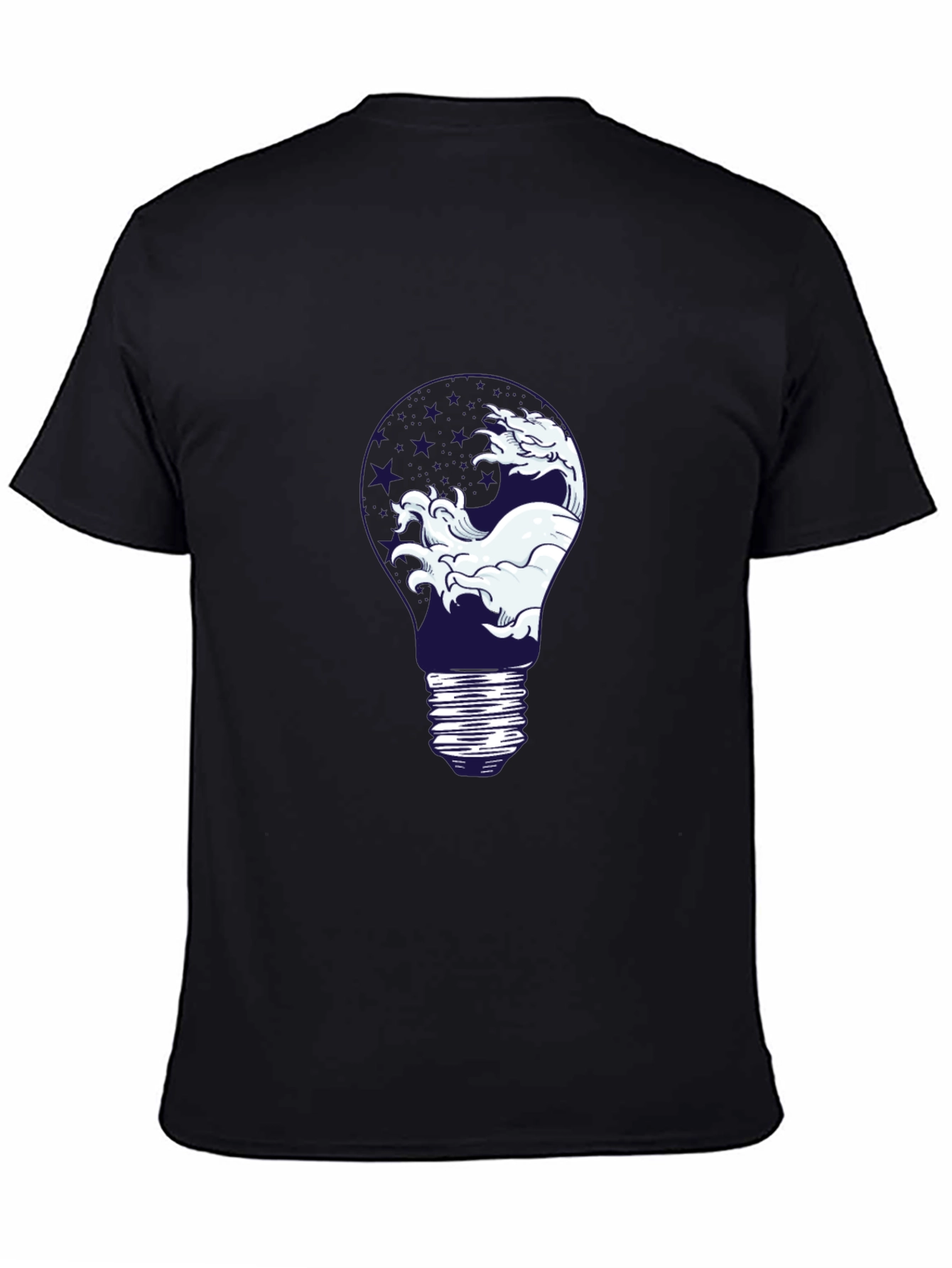 Wave Lightbulb Graphic Tee - Black Cotton