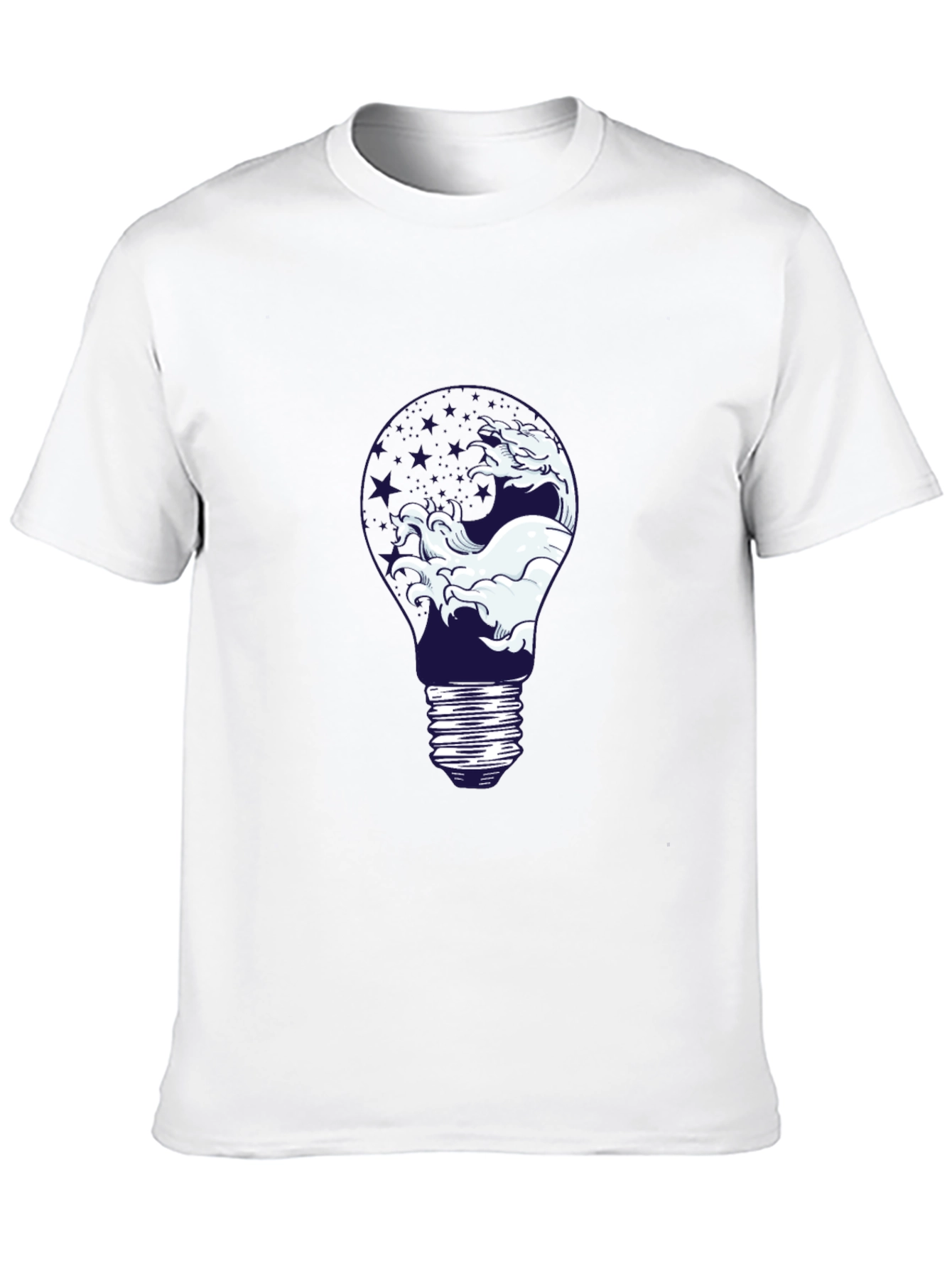 Wave Lightbulb Graphic Tee - Black Cotton