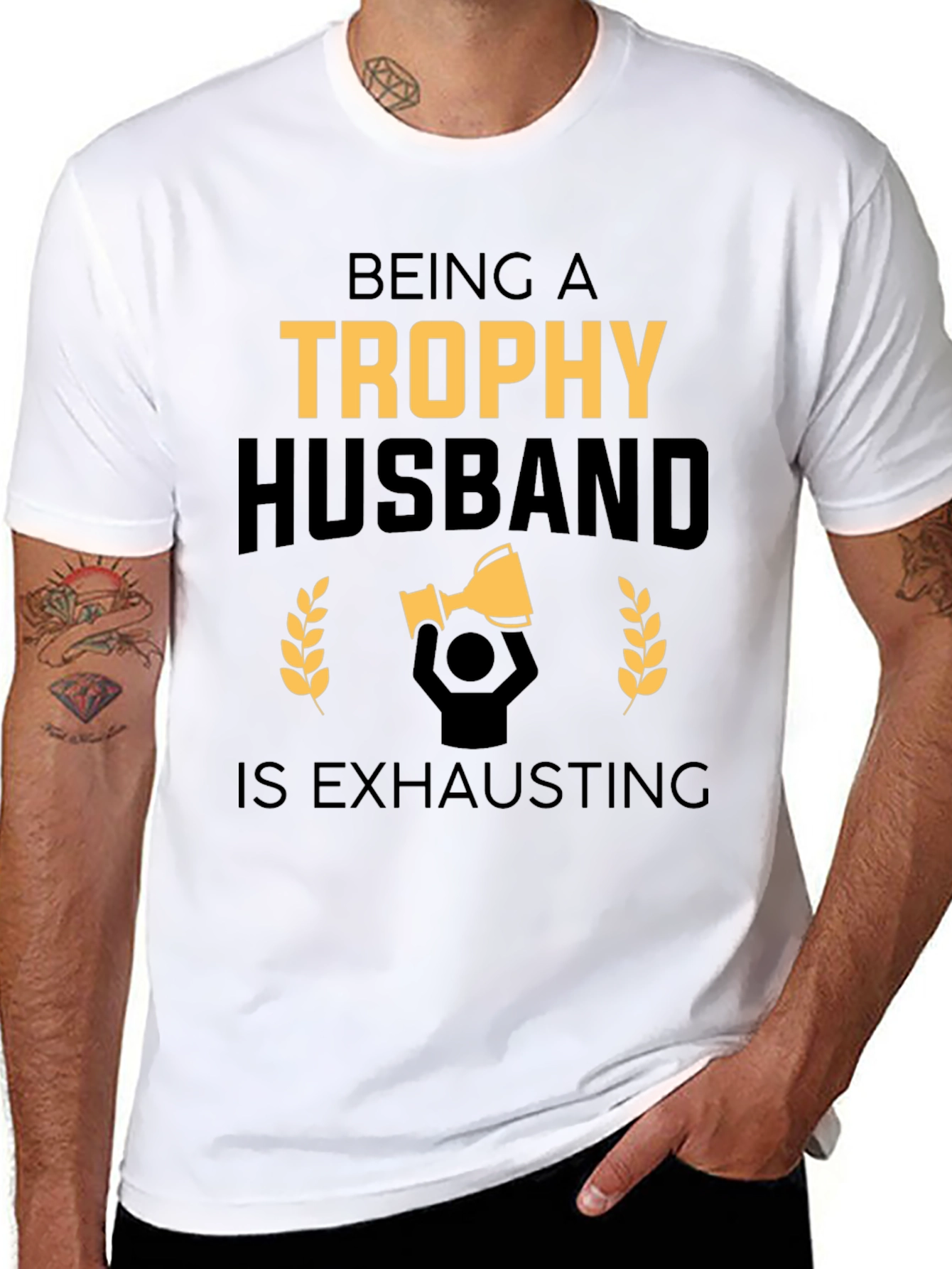Trophy Husband Funny Black Graphic Tee