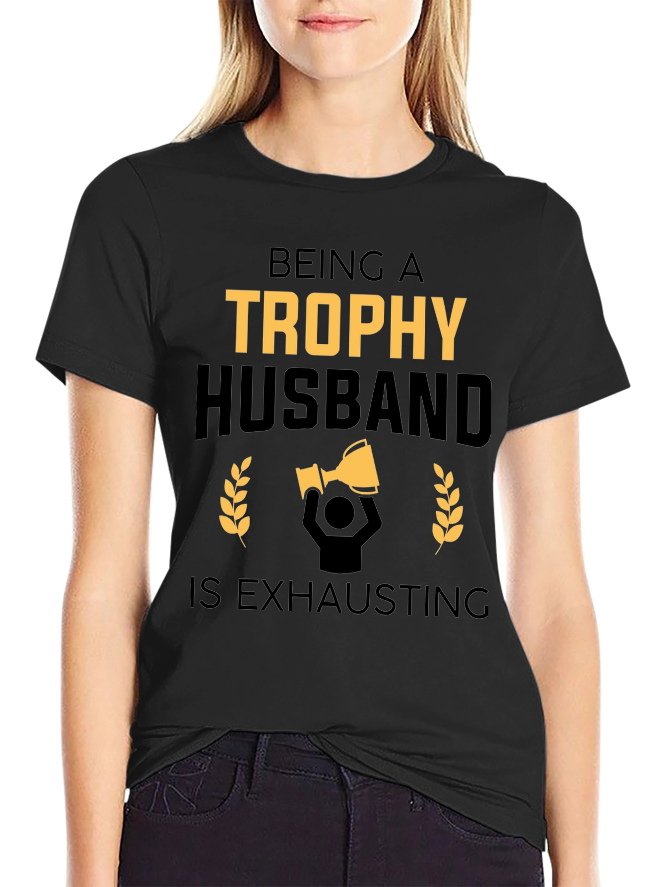 Trophy Husband Funny Black Graphic Tee
