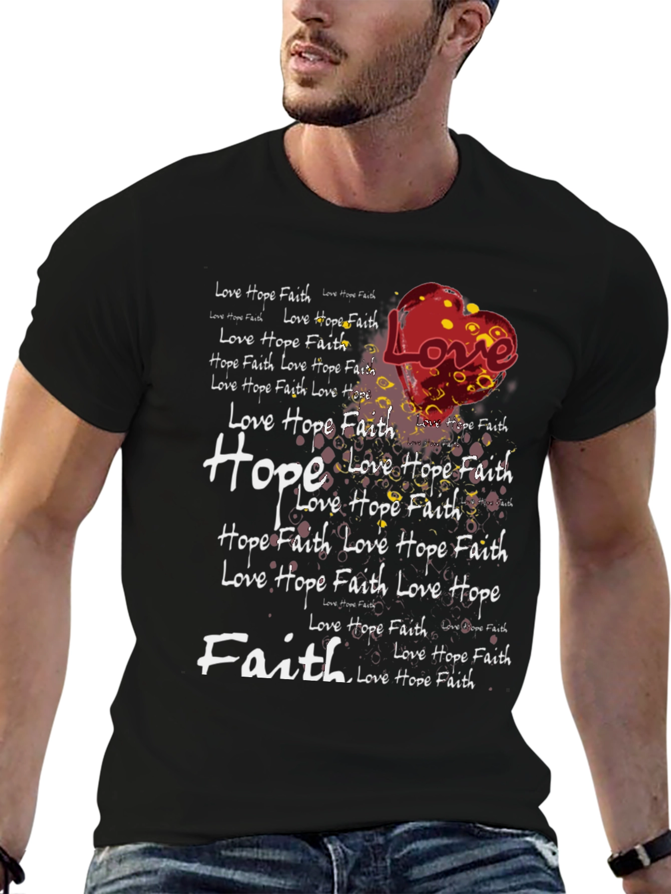 Love Hope Faith Graphic Print T-Shirt