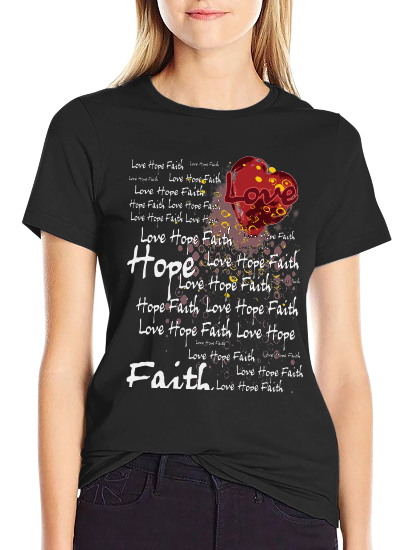Love Hope Faith Graphic Print T-Shirt