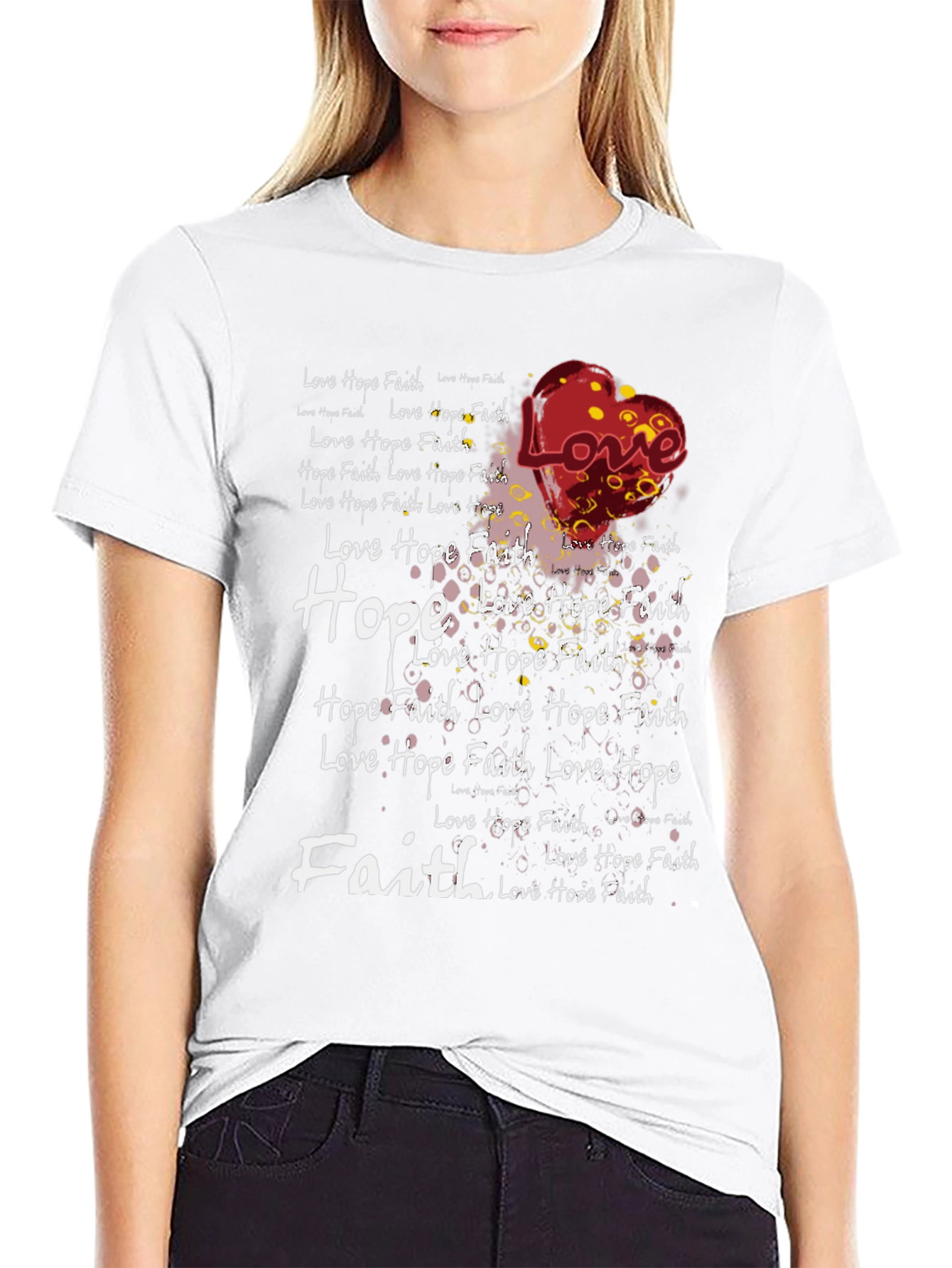 Love Hope Faith Graphic Print T-Shirt