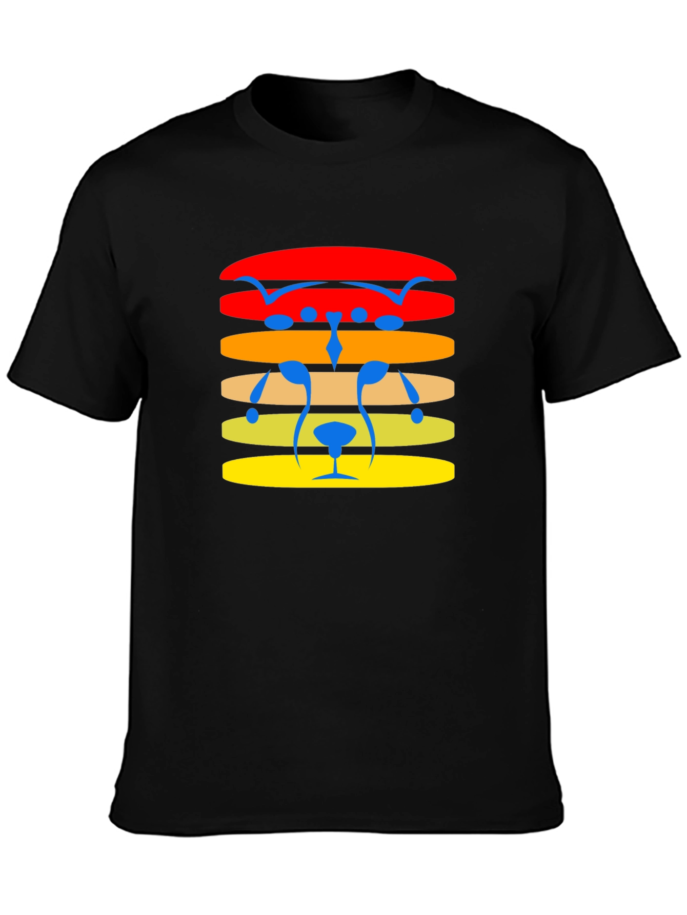 Retro Striped Bear Face Graphic Tee - Black