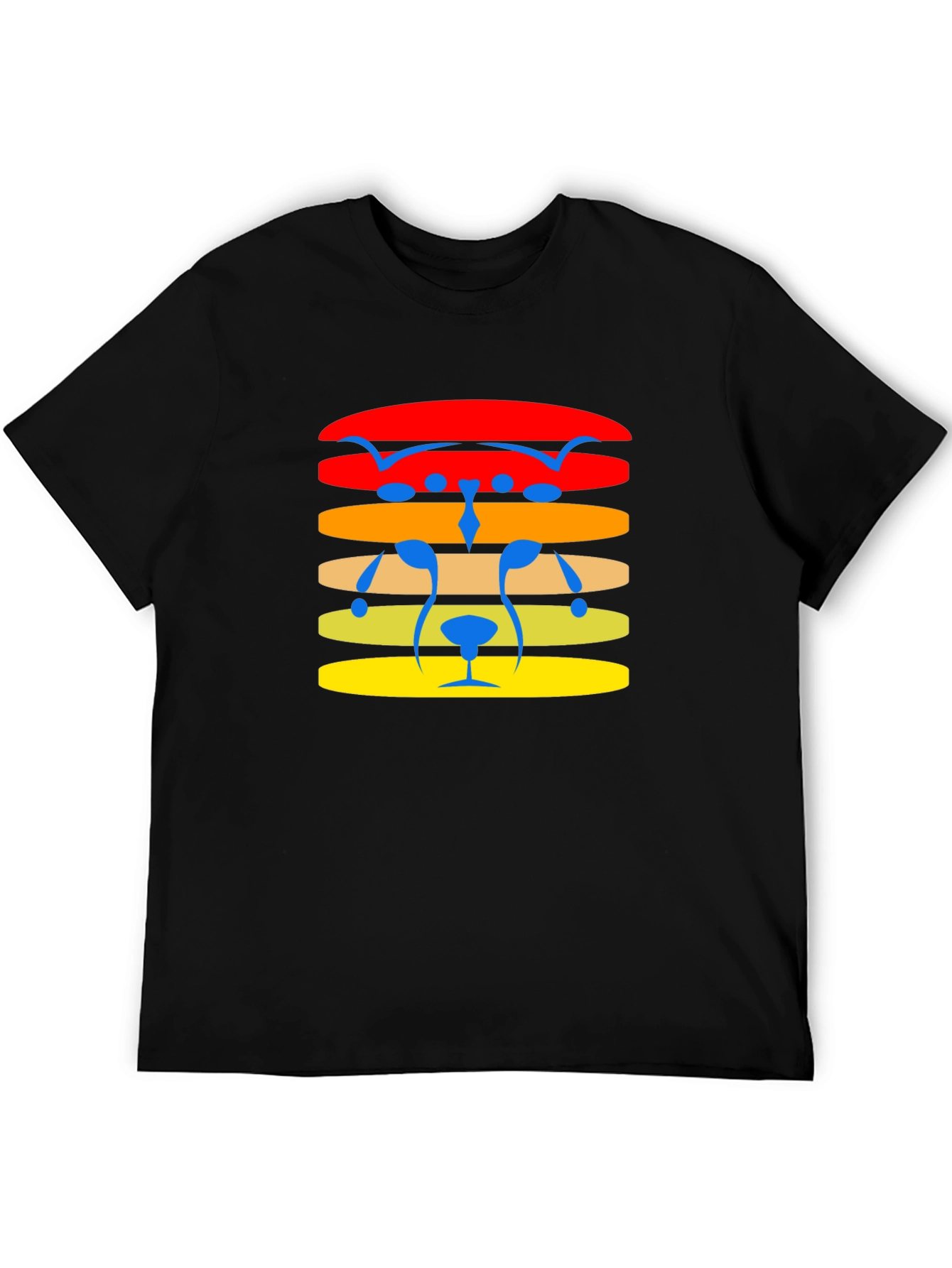 Retro Striped Bear Face Graphic Tee - Black