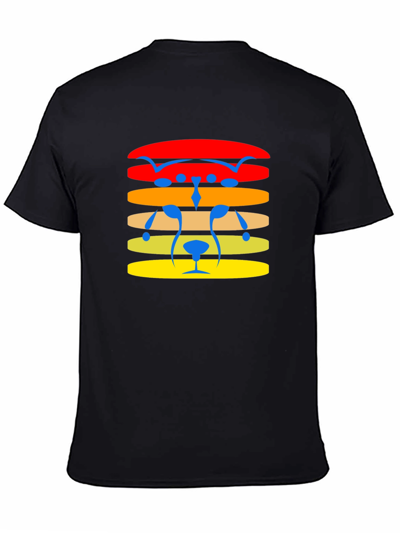 Retro Striped Bear Face Graphic Tee - Black
