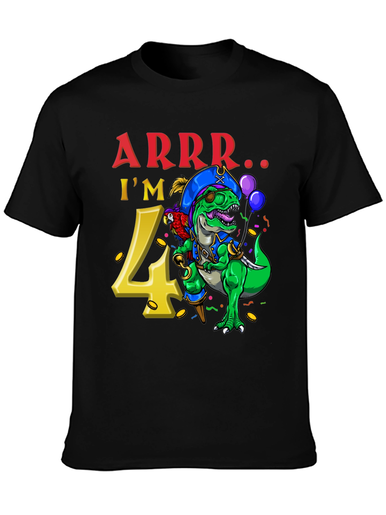 Pirate Dinosaur 4th Birthday T-Shirt