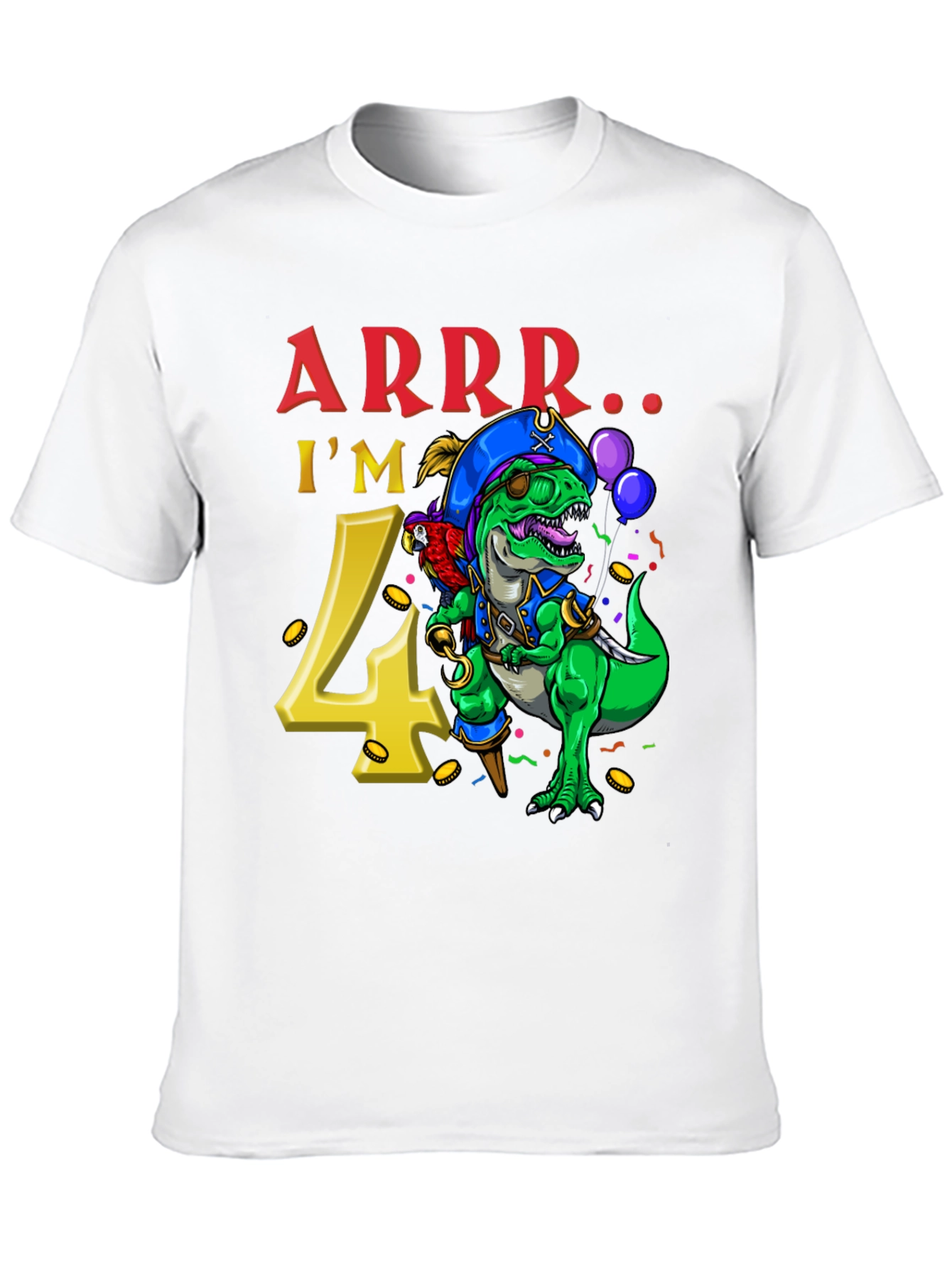 Pirate Dinosaur 4th Birthday T-Shirt