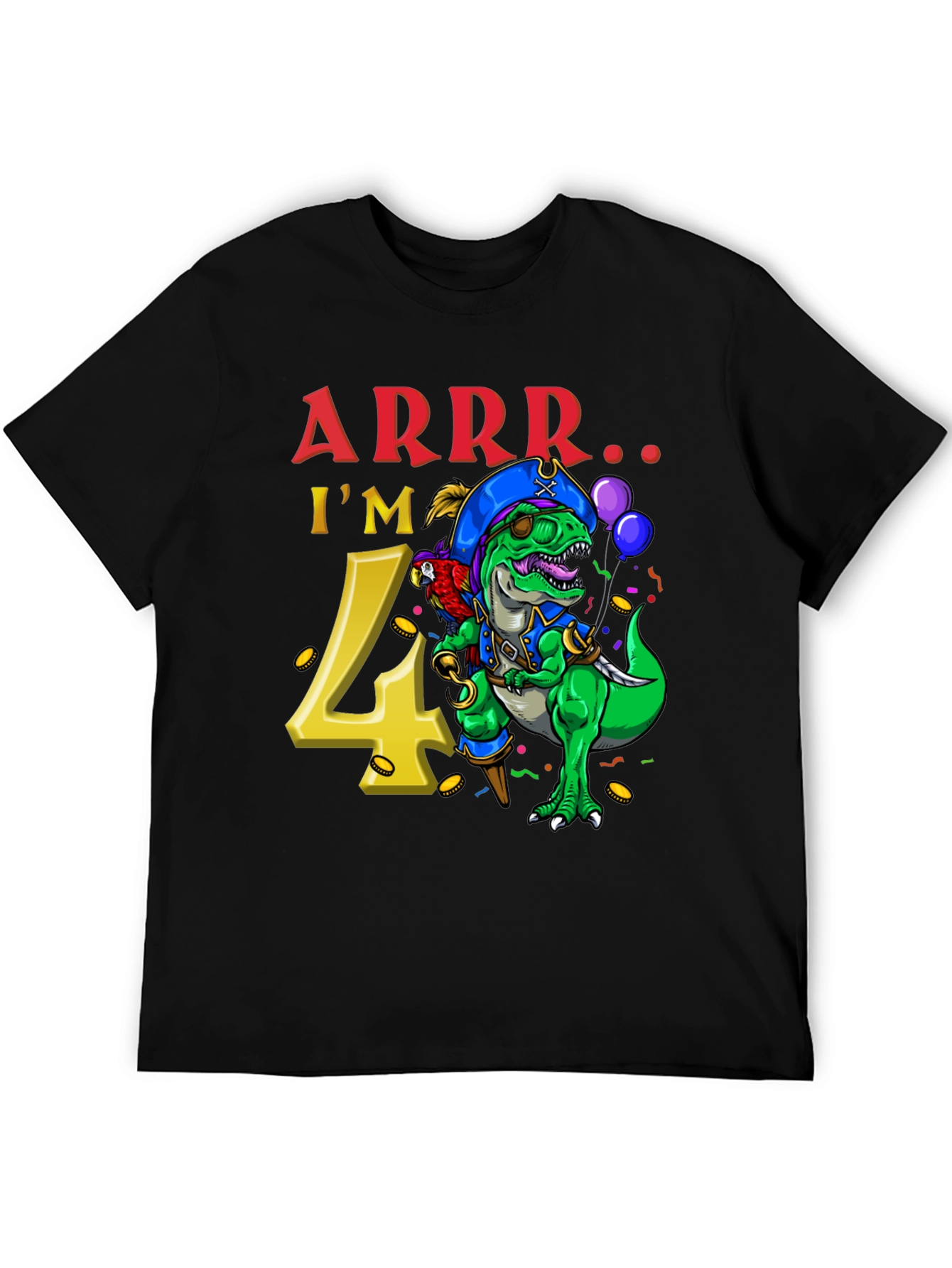 Pirate Dinosaur 4th Birthday T-Shirt