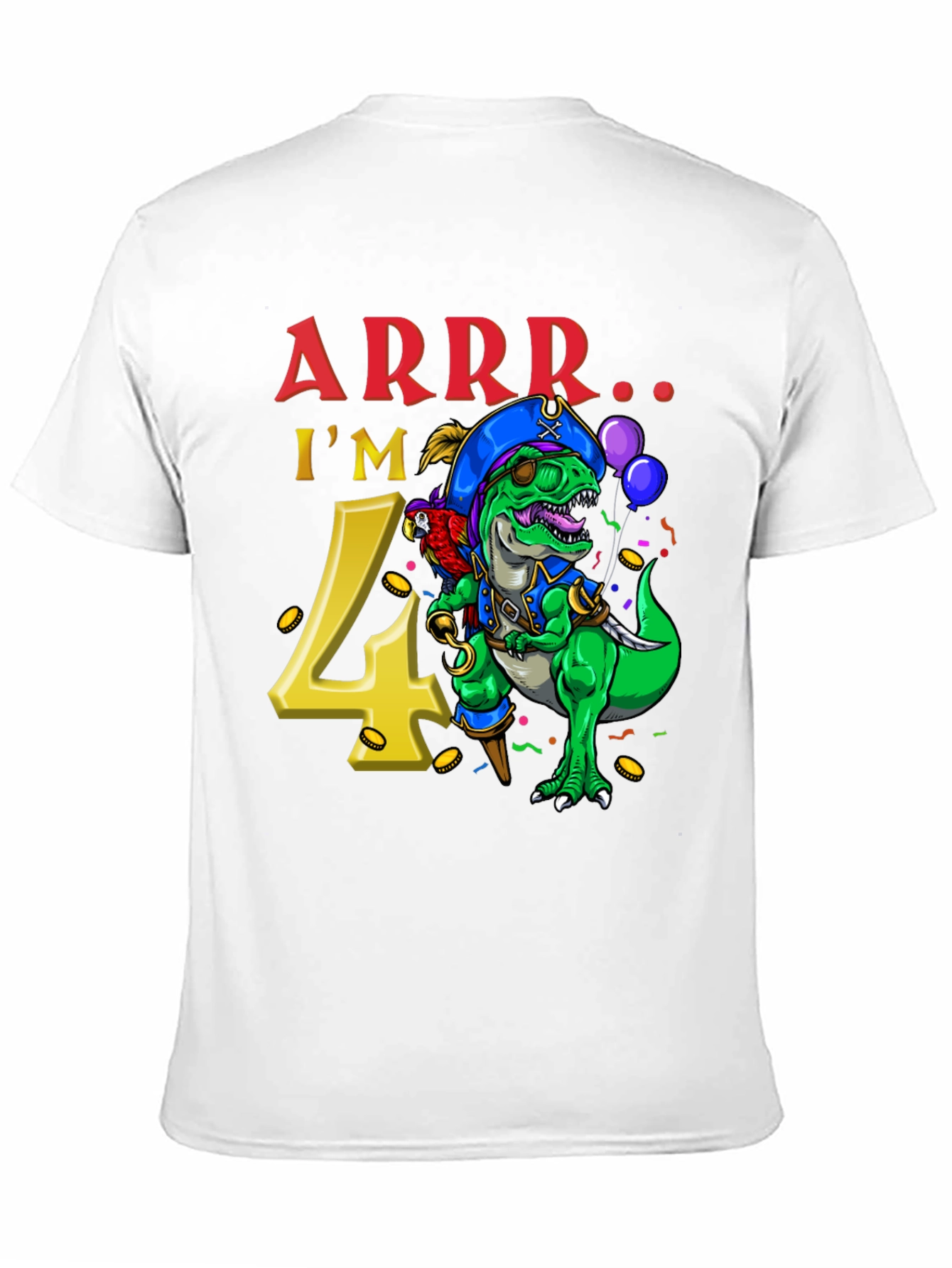 Pirate Dinosaur 4th Birthday T-Shirt