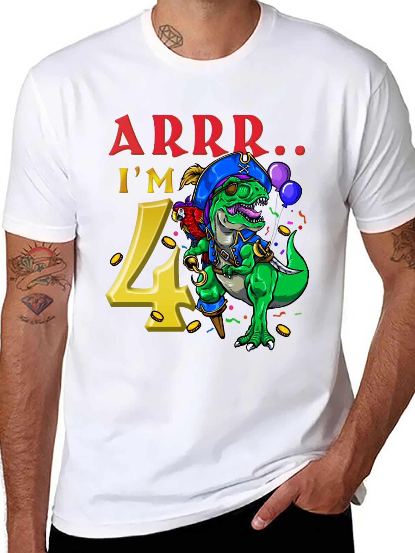 Pirate Dinosaur 4th Birthday T-Shirt