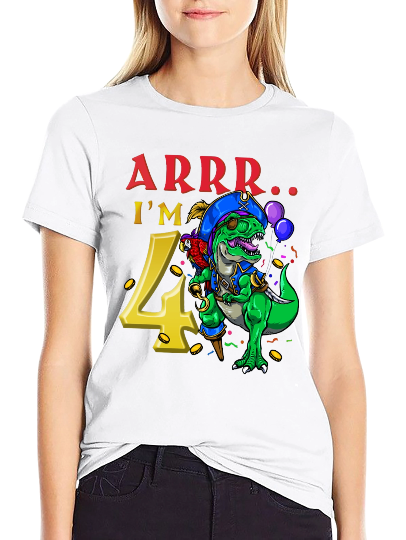 Pirate Dinosaur 4th Birthday T-Shirt