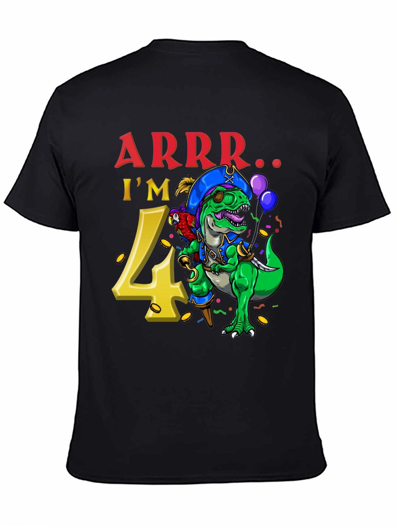 Pirate Dinosaur 4th Birthday T-Shirt