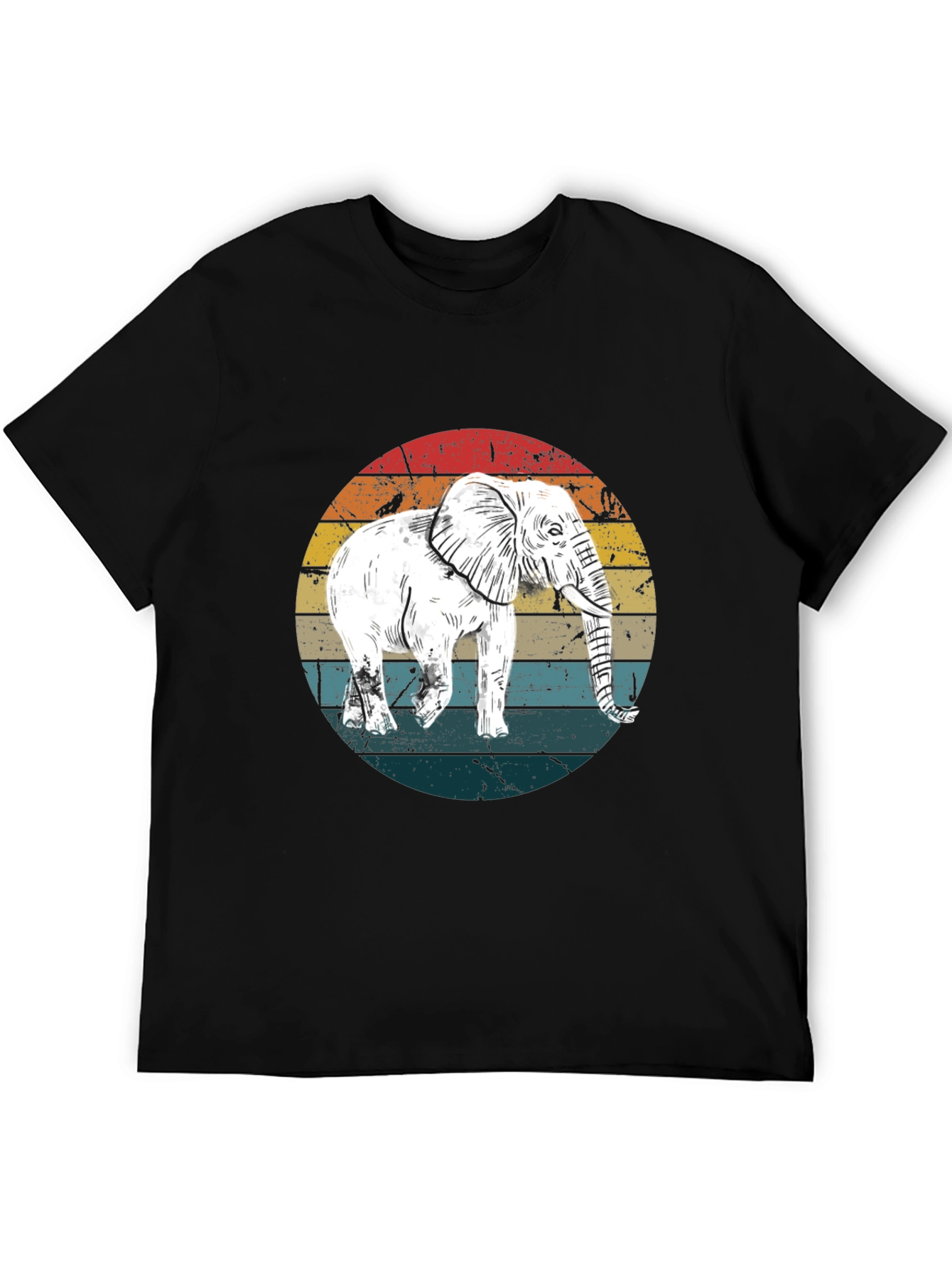 Elephant Retro Sunset Graphic T-Shirt