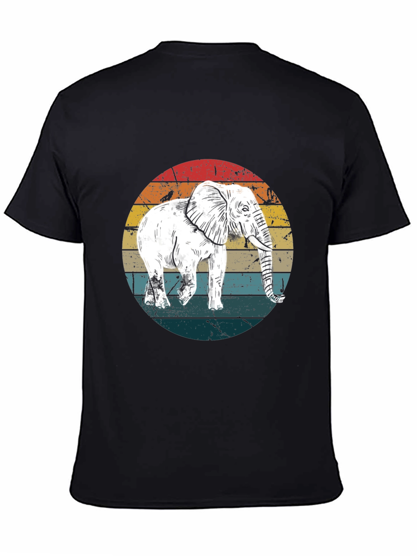 Elephant Retro Sunset Graphic T-Shirt