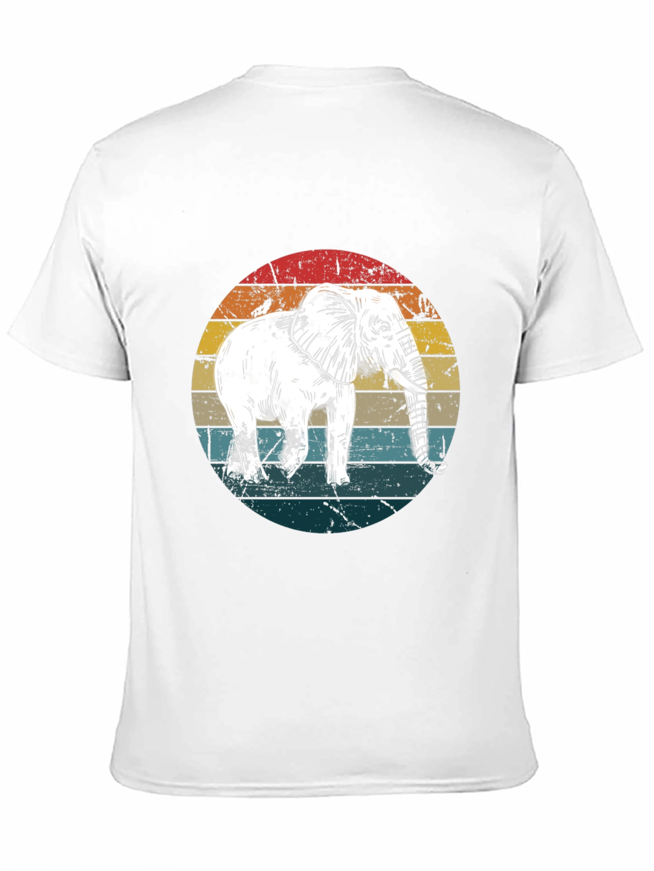 Elephant Retro Sunset Graphic T-Shirt