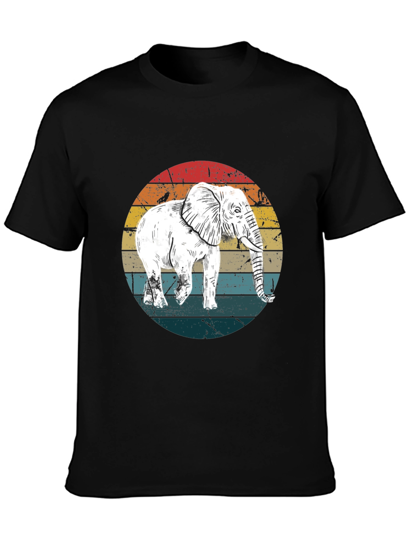 Elephant Retro Sunset Graphic T-Shirt