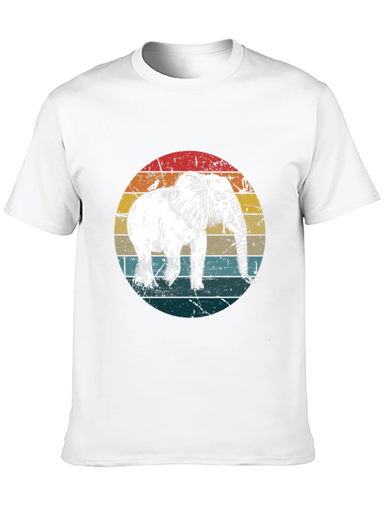 Elephant Retro Sunset Graphic T-Shirt