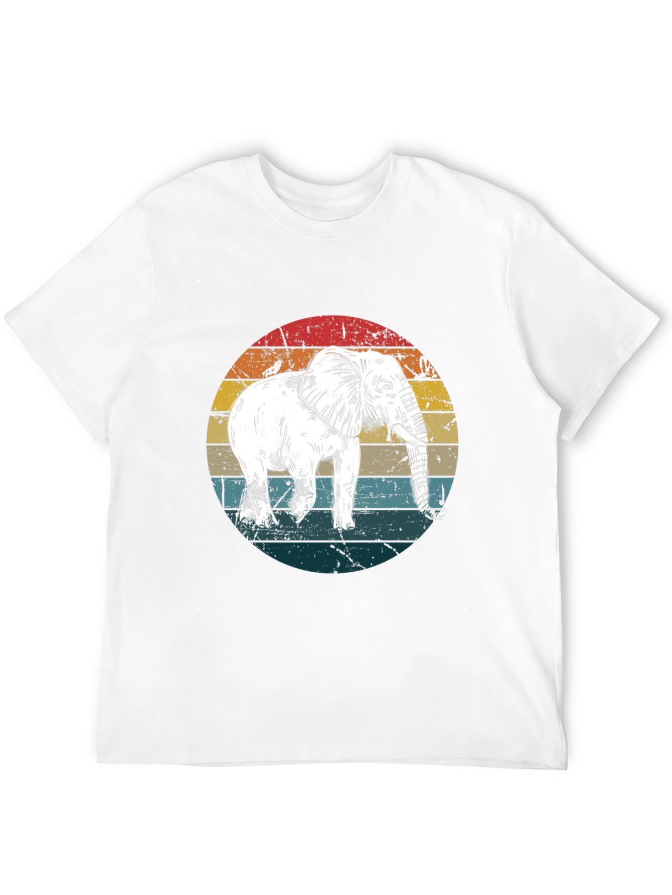 Elephant Retro Sunset Graphic T-Shirt