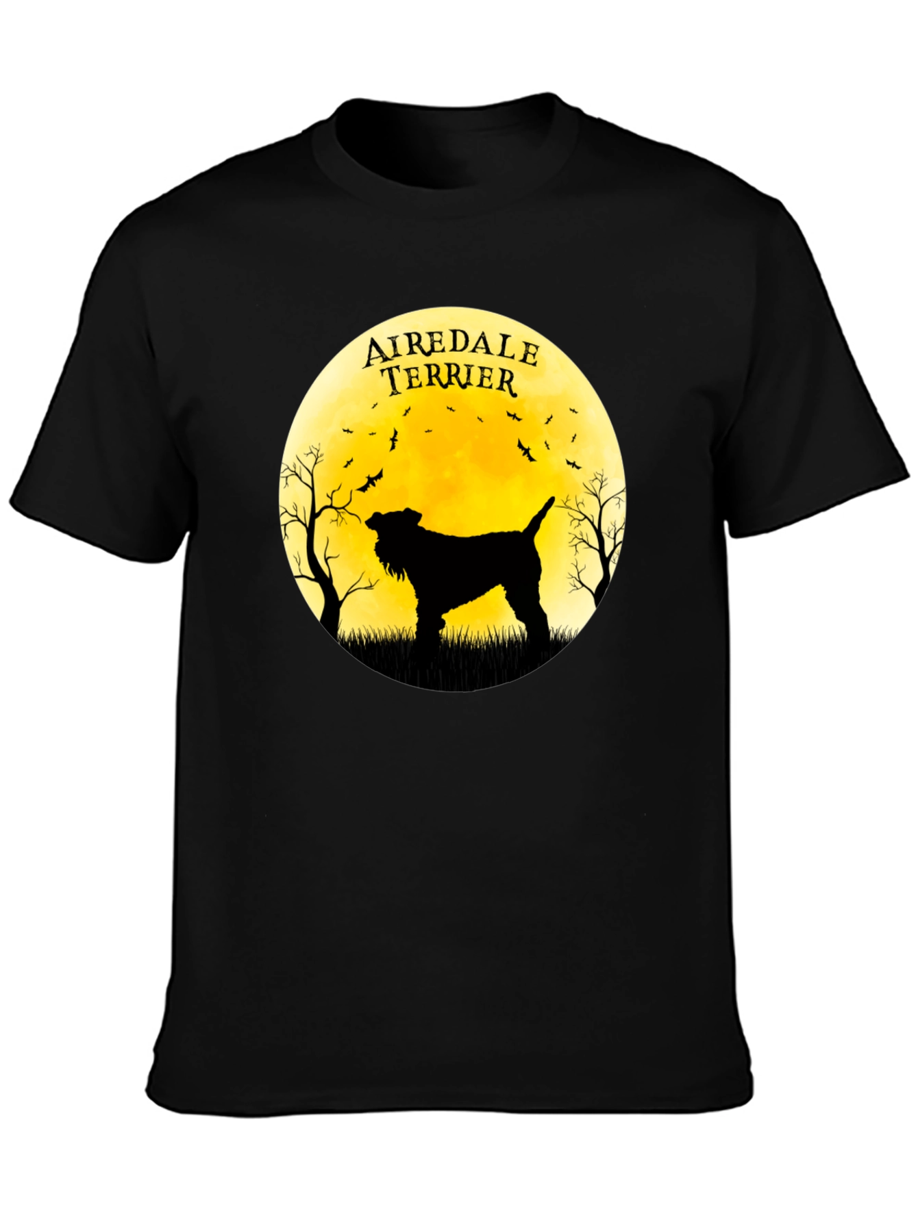 Airedale Terrier Silhouette Moon Graphic T-Shirt