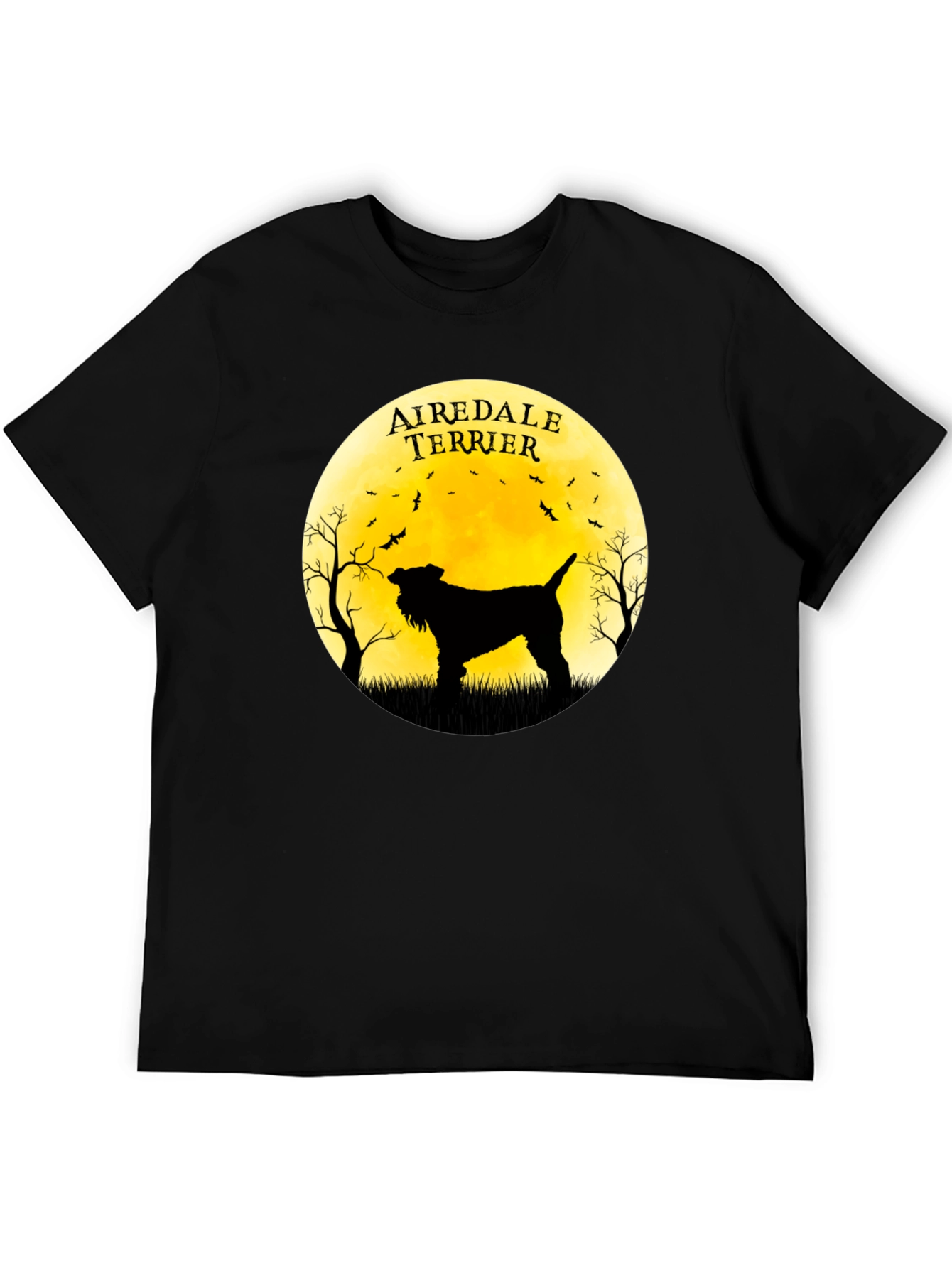 Airedale Terrier Silhouette Moon Graphic T-Shirt
