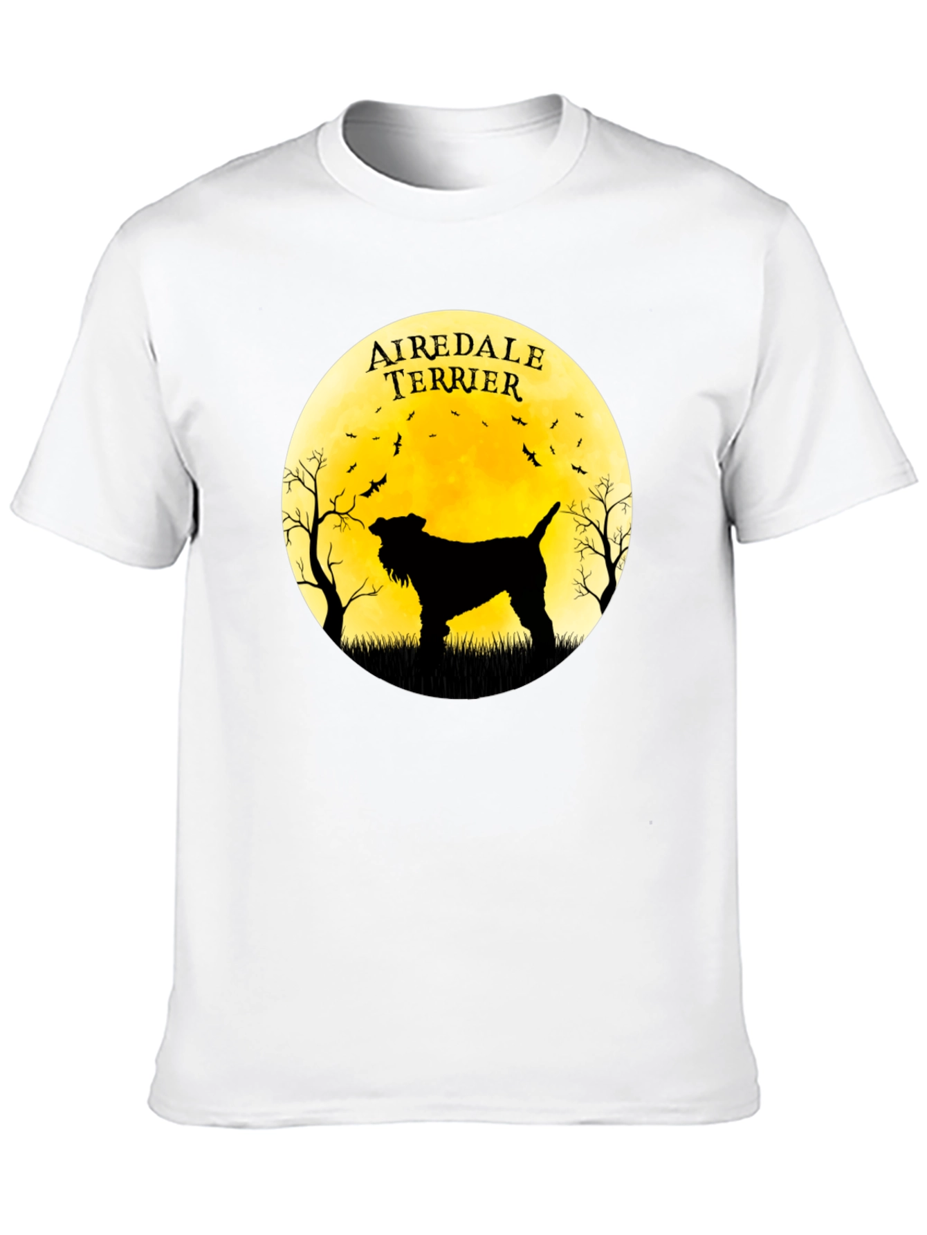 Airedale Terrier Silhouette Moon Graphic T-Shirt