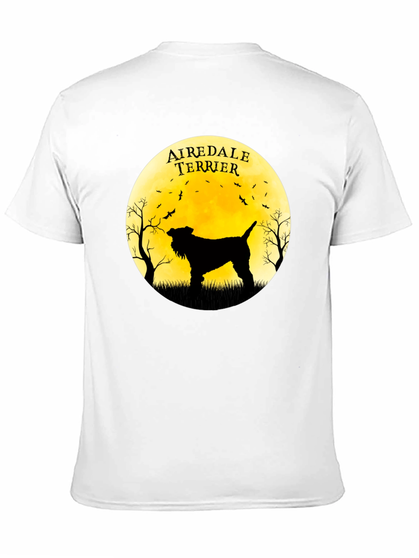 Airedale Terrier Silhouette Moon Graphic T-Shirt