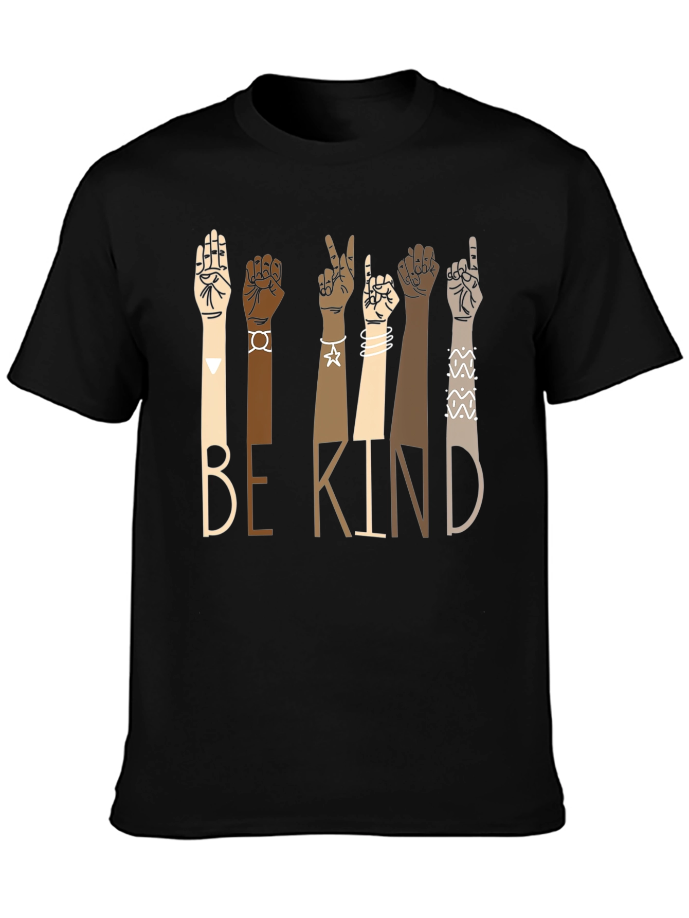 Be Kind Diversity Hands Black T-Shirt