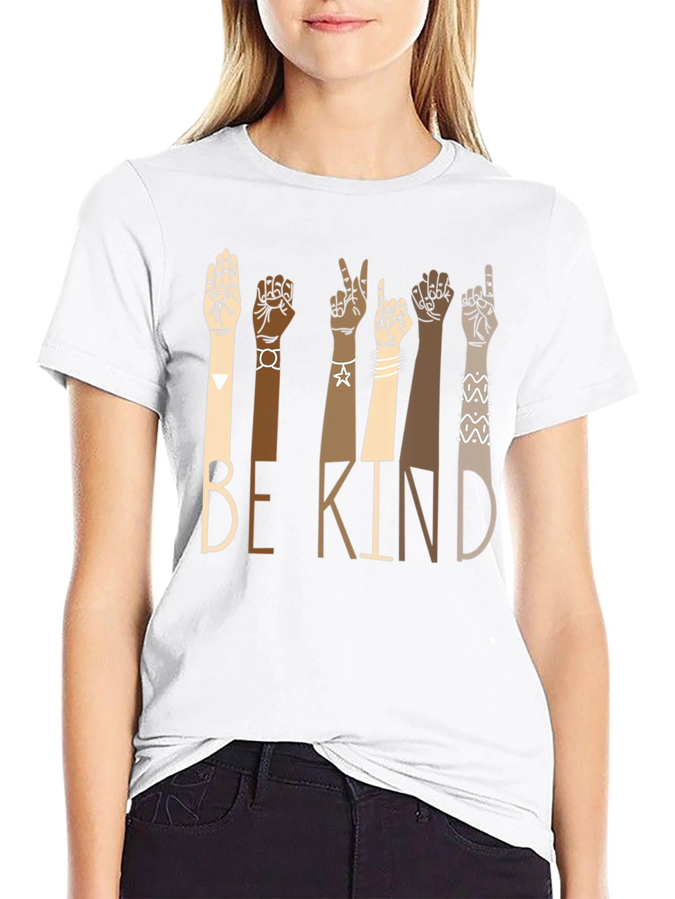 Be Kind Diversity Hands Black T-Shirt