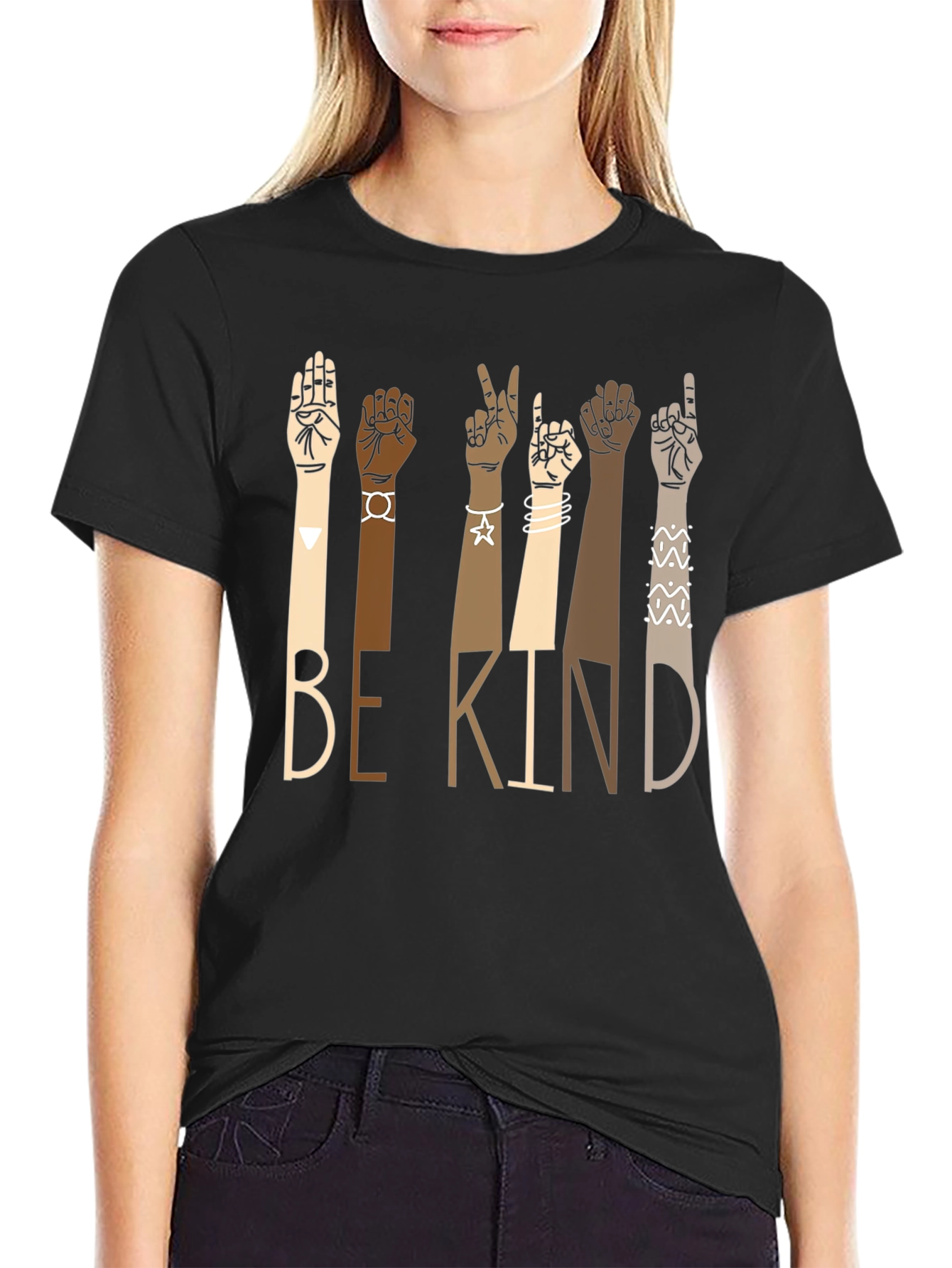 Be Kind Diversity Hands Black T-Shirt
