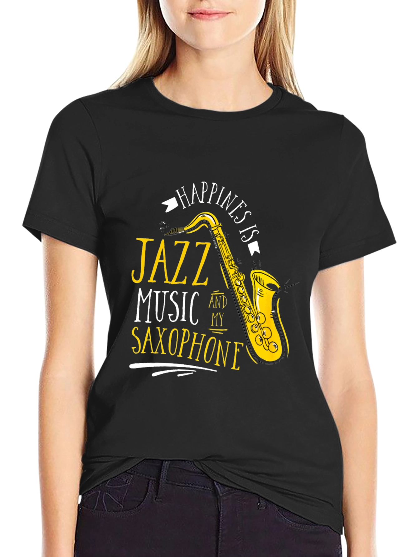 Jazz Music Saxophone T-Shirt - Happiness is Tee