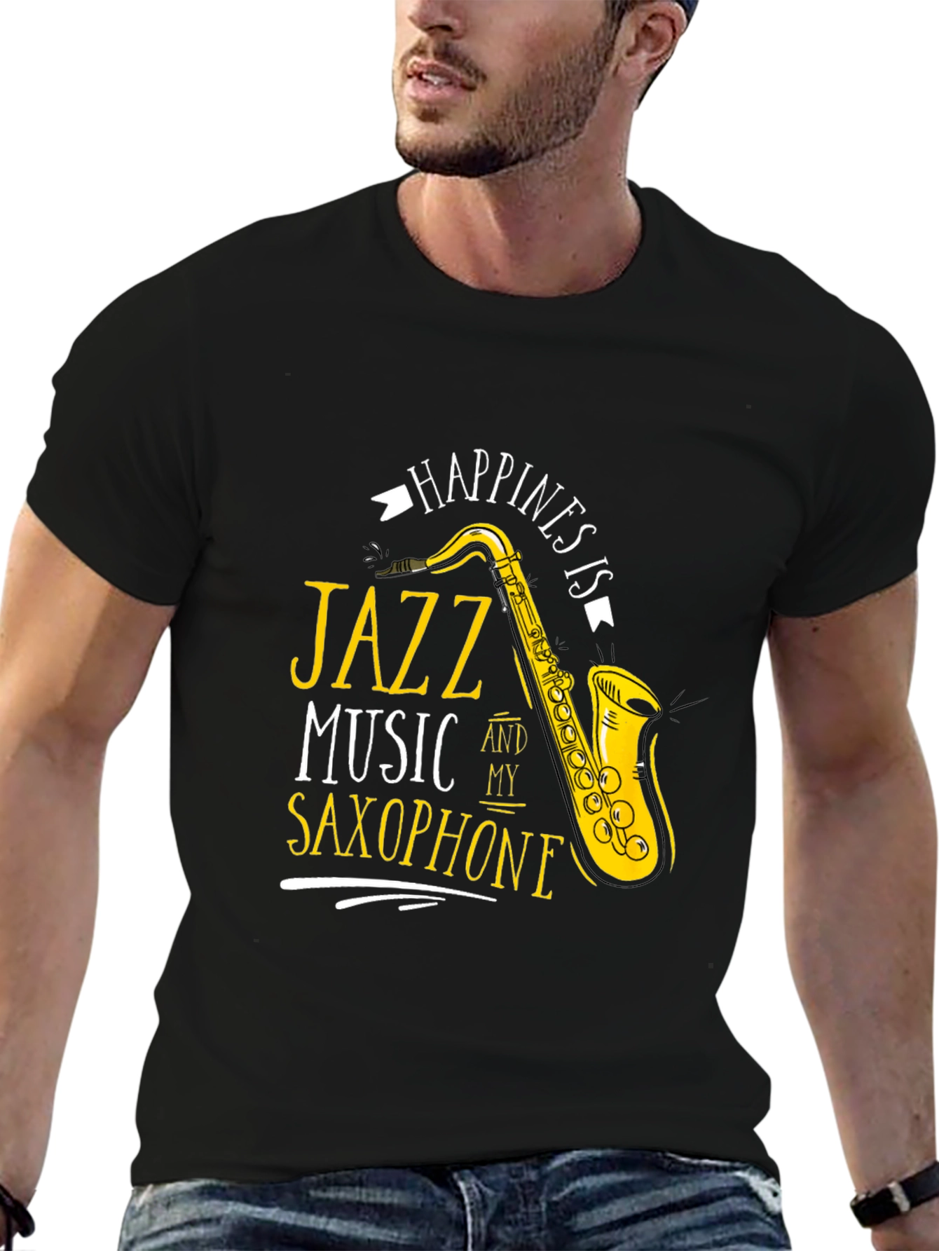 Jazz Music Saxophone T-Shirt - Happiness is Tee