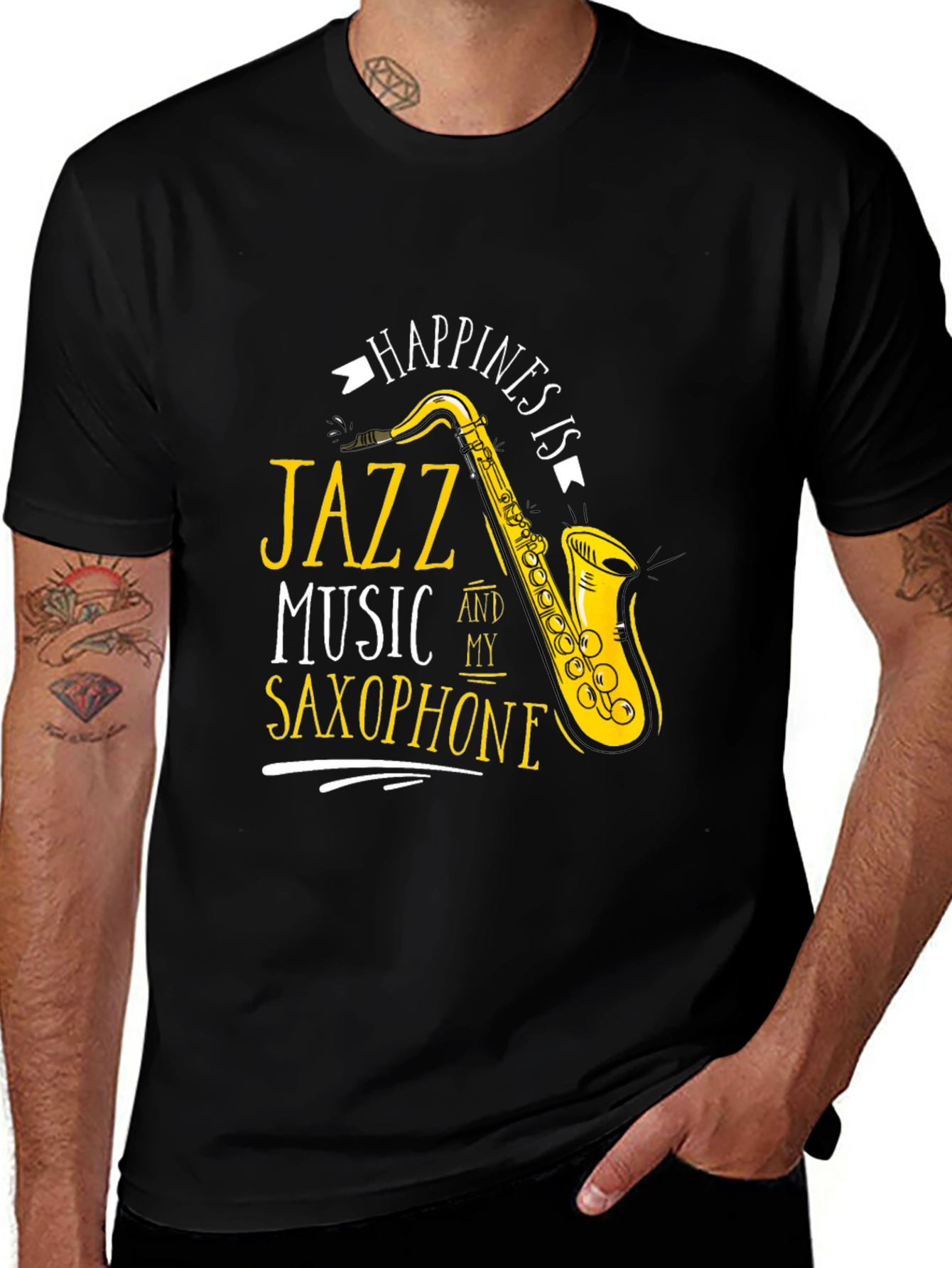 Jazz Music Saxophone T-Shirt - Happiness is Tee