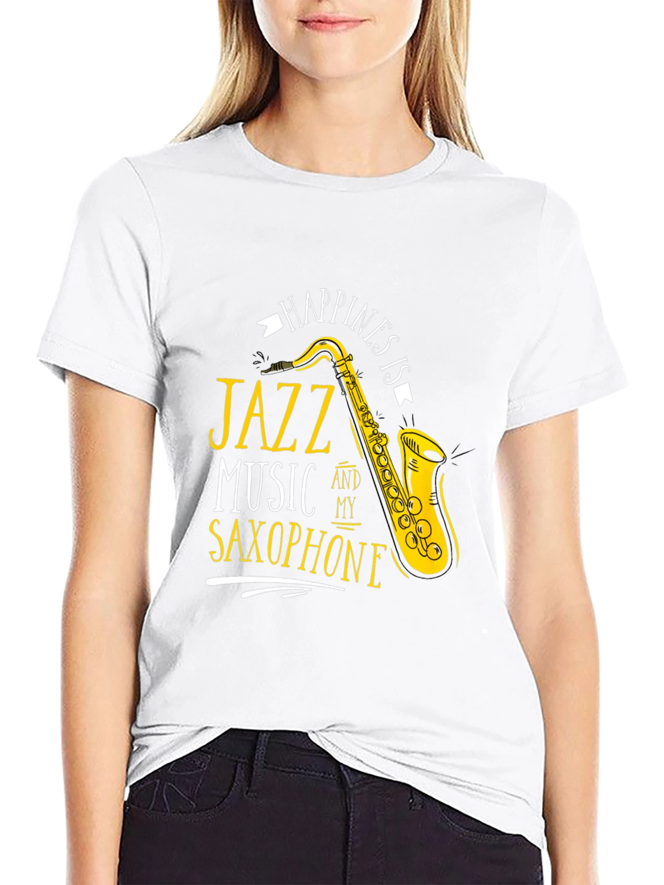 Jazz Music Saxophone T-Shirt - Happiness is Tee