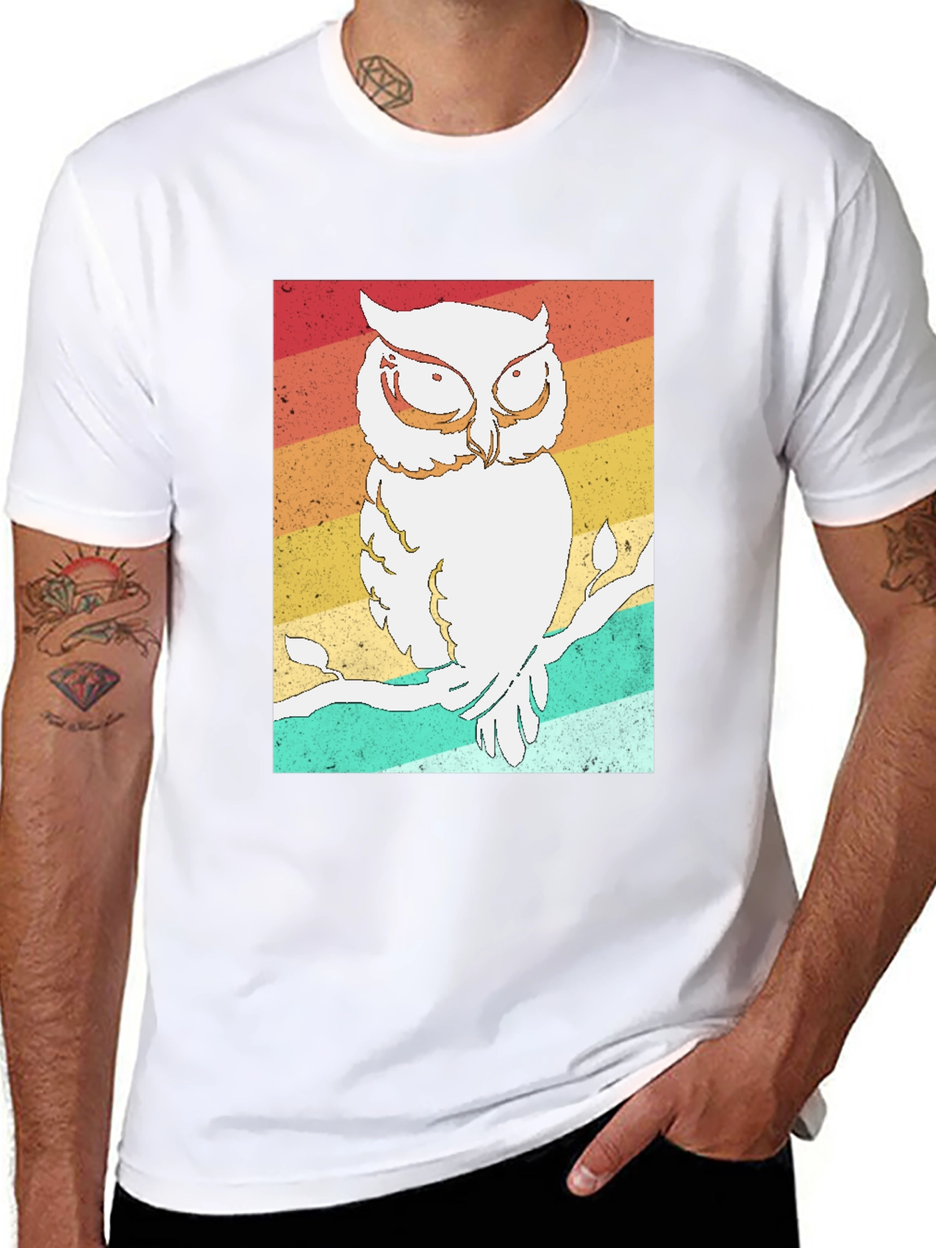 Retro Owl Graphic Tee - Stylish Bird Lovers T-Shirt