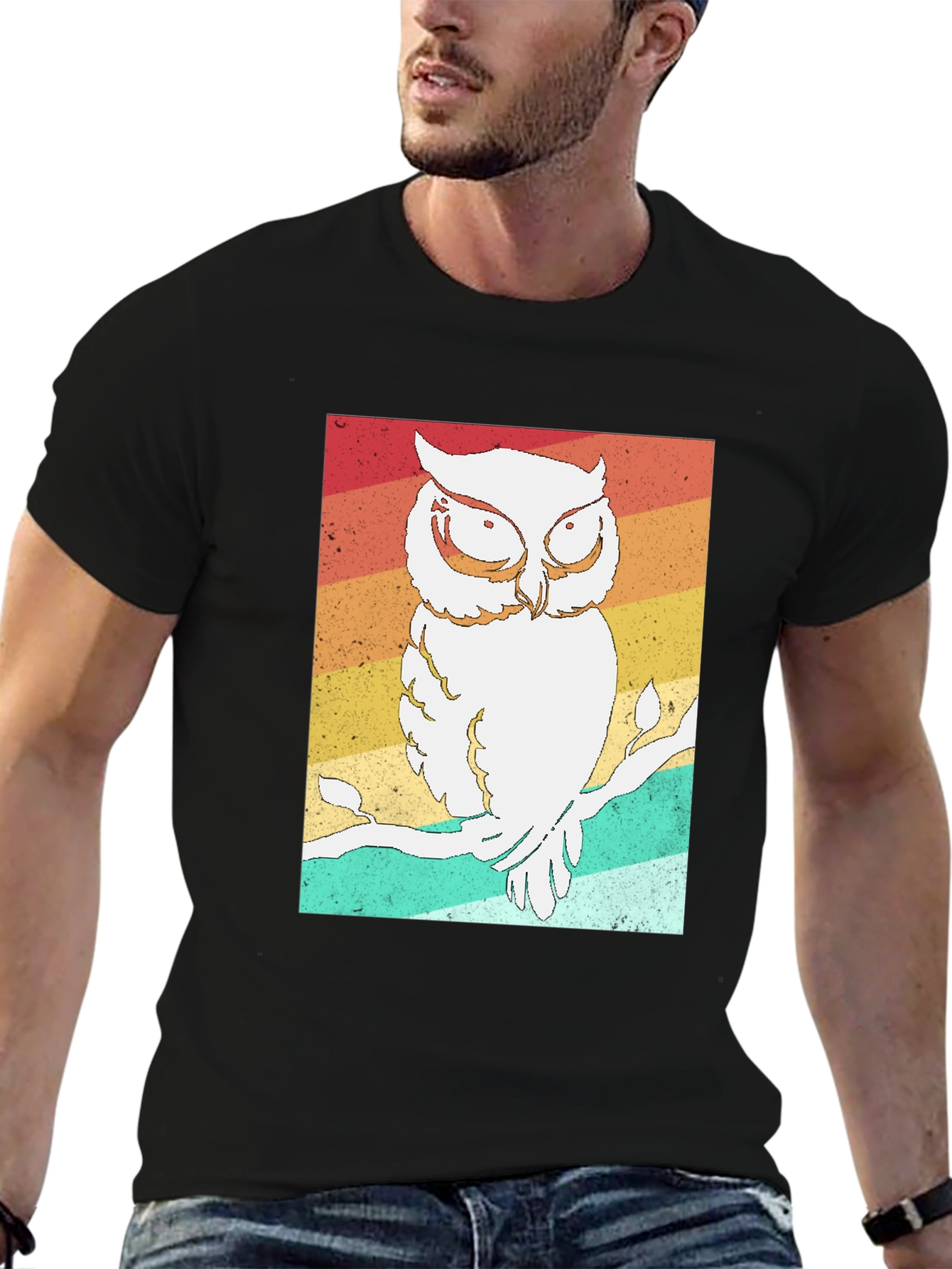 Retro Owl Graphic Tee - Stylish Bird Lovers T-Shirt
