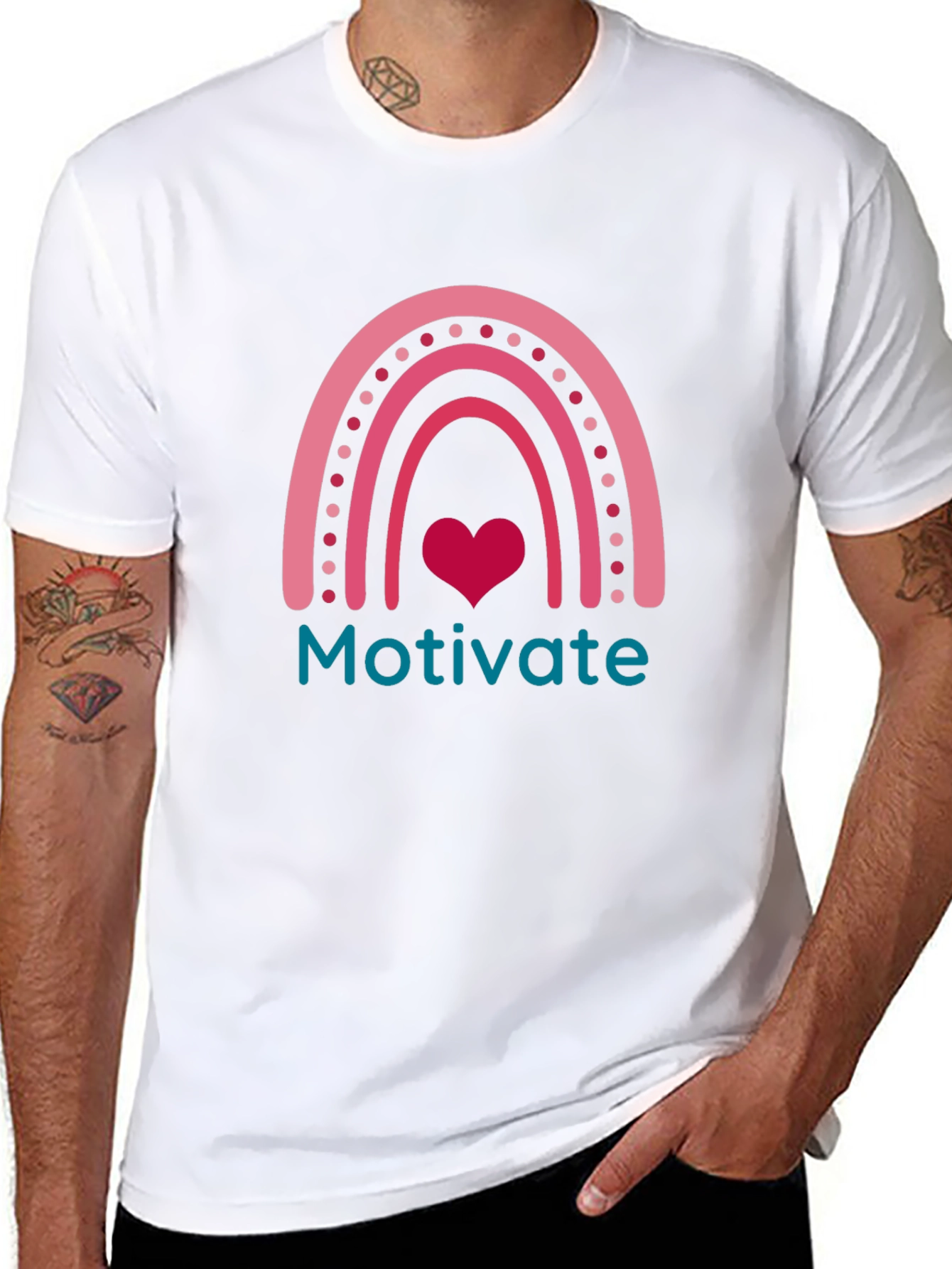 Motivate Rainbow Heart Tee
