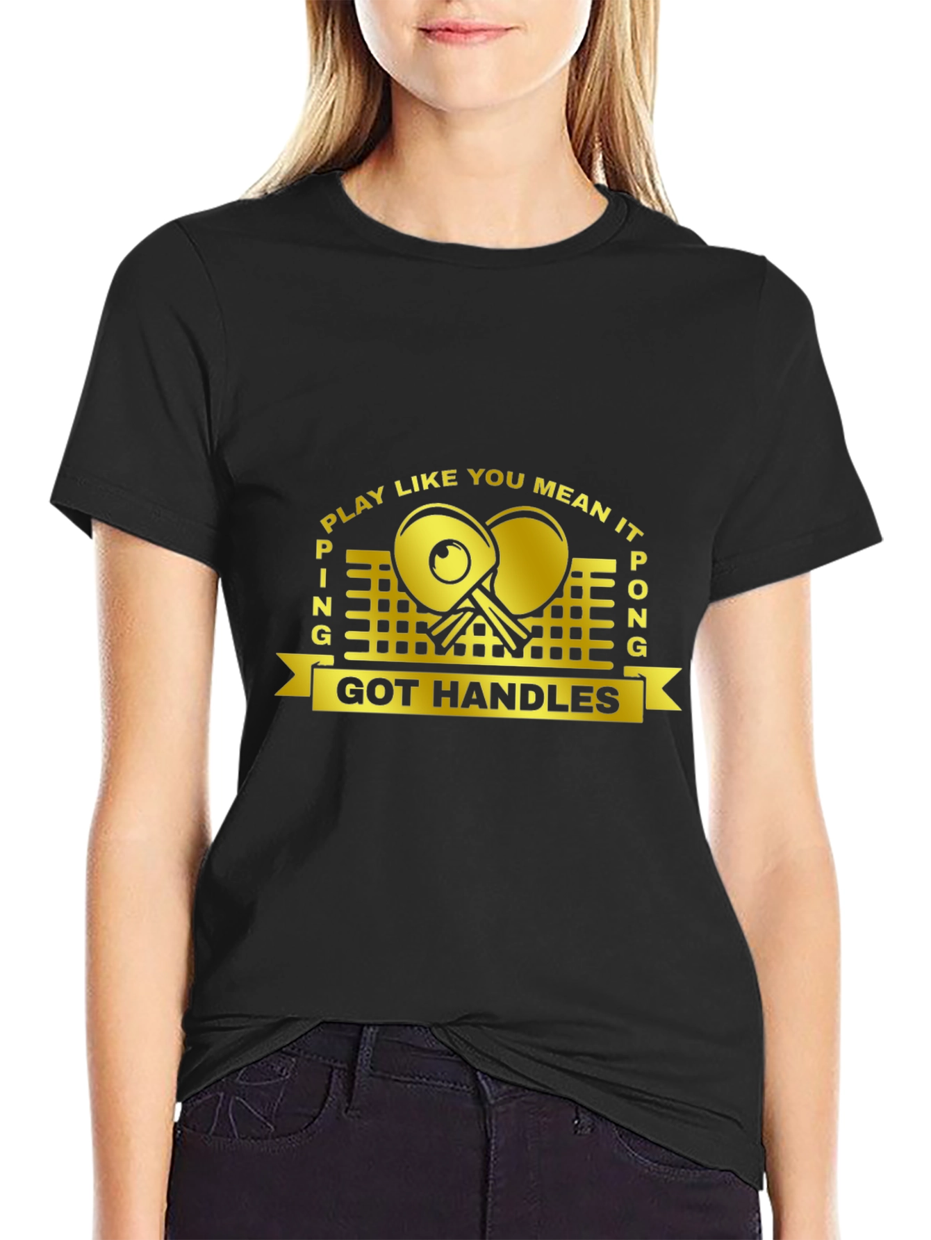 Ping Pong Got Handles Black T-Shirt