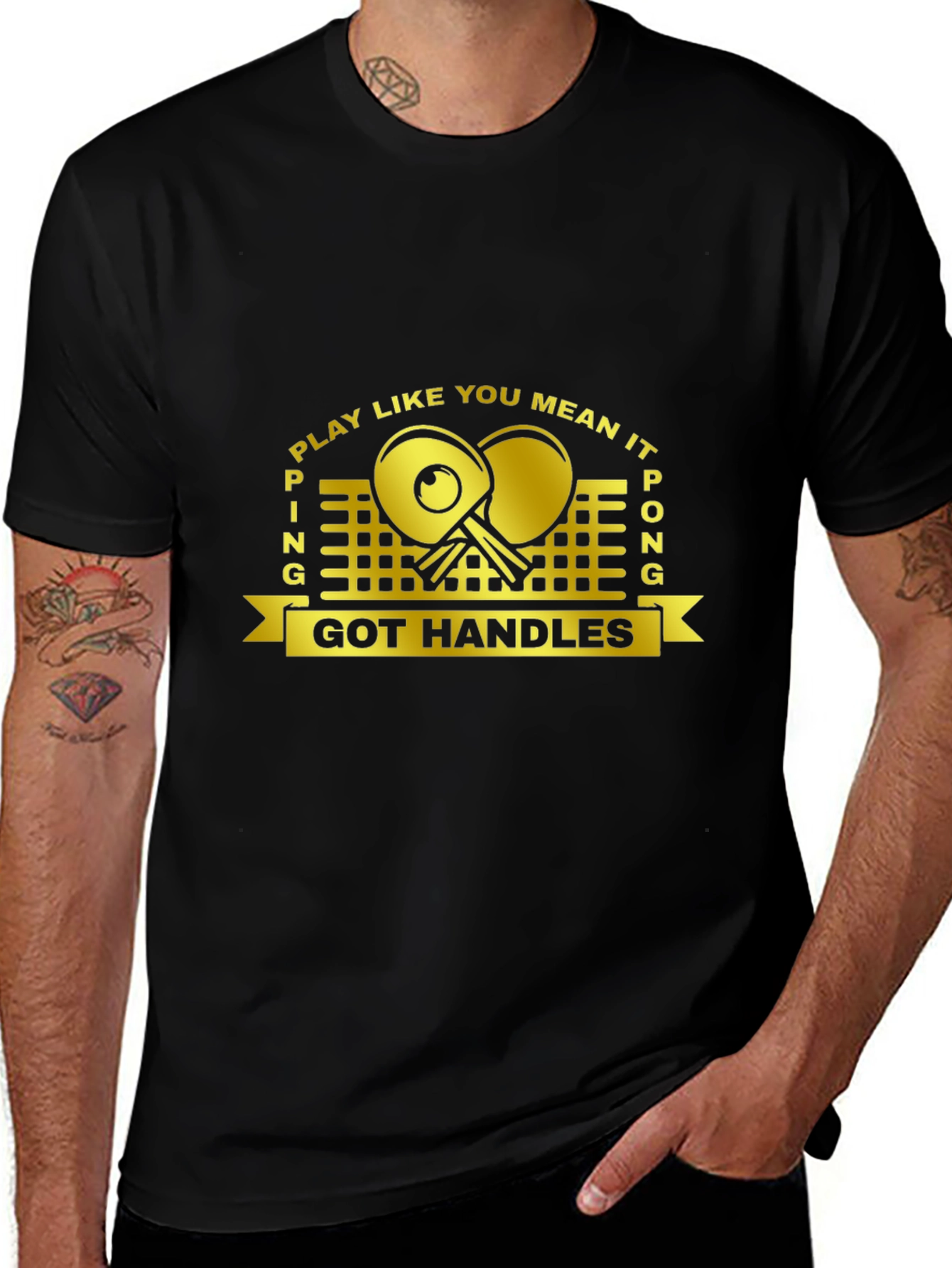 Ping Pong Got Handles Black T-Shirt